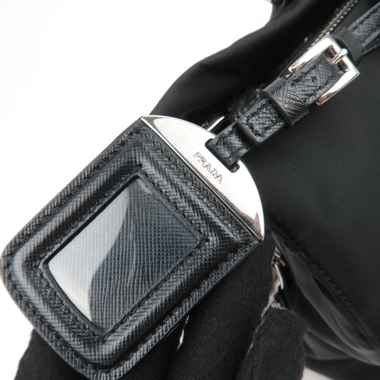 PRADA 2Way Nylon Leather Handbag Black