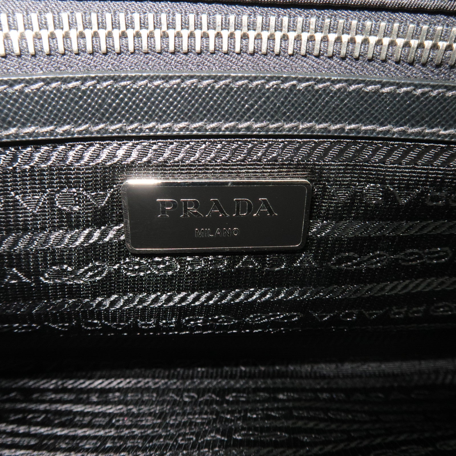 PRADA 2Way Nylon Leather Handbag Black