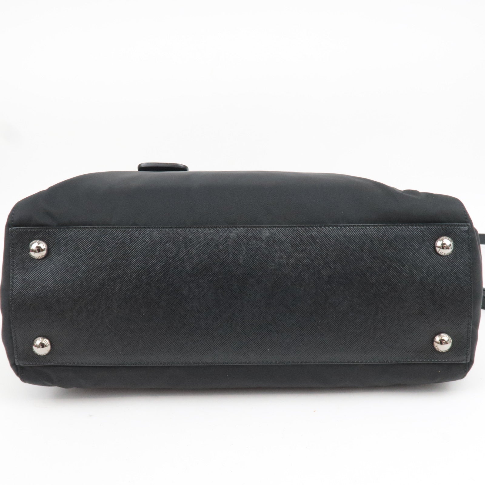 PRADA 2Way Nylon Leather Handbag Black