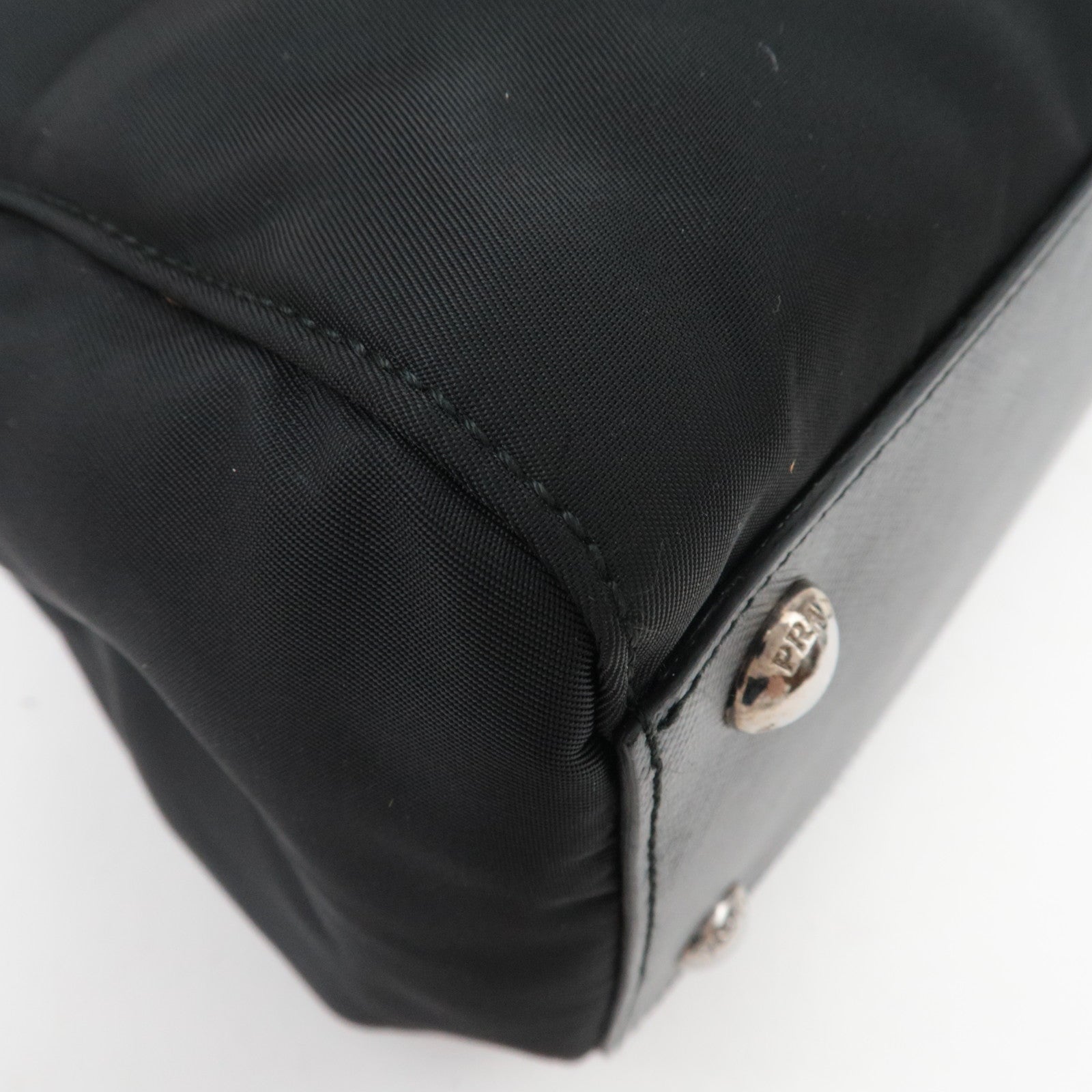 PRADA 2Way Nylon Leather Handbag Black