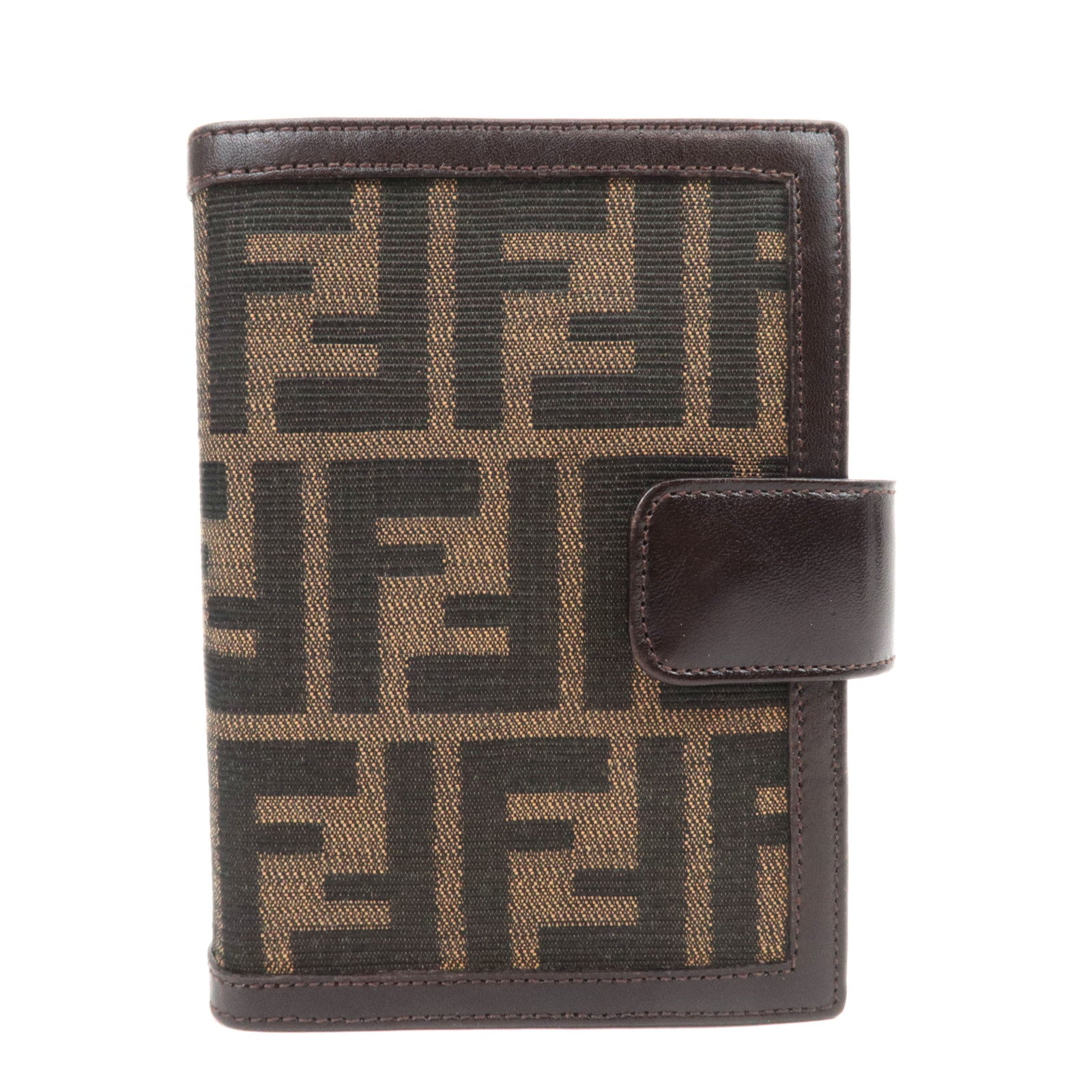FENDI Zucca Canvas Leather Planner Cover Brown Black 3015388175
