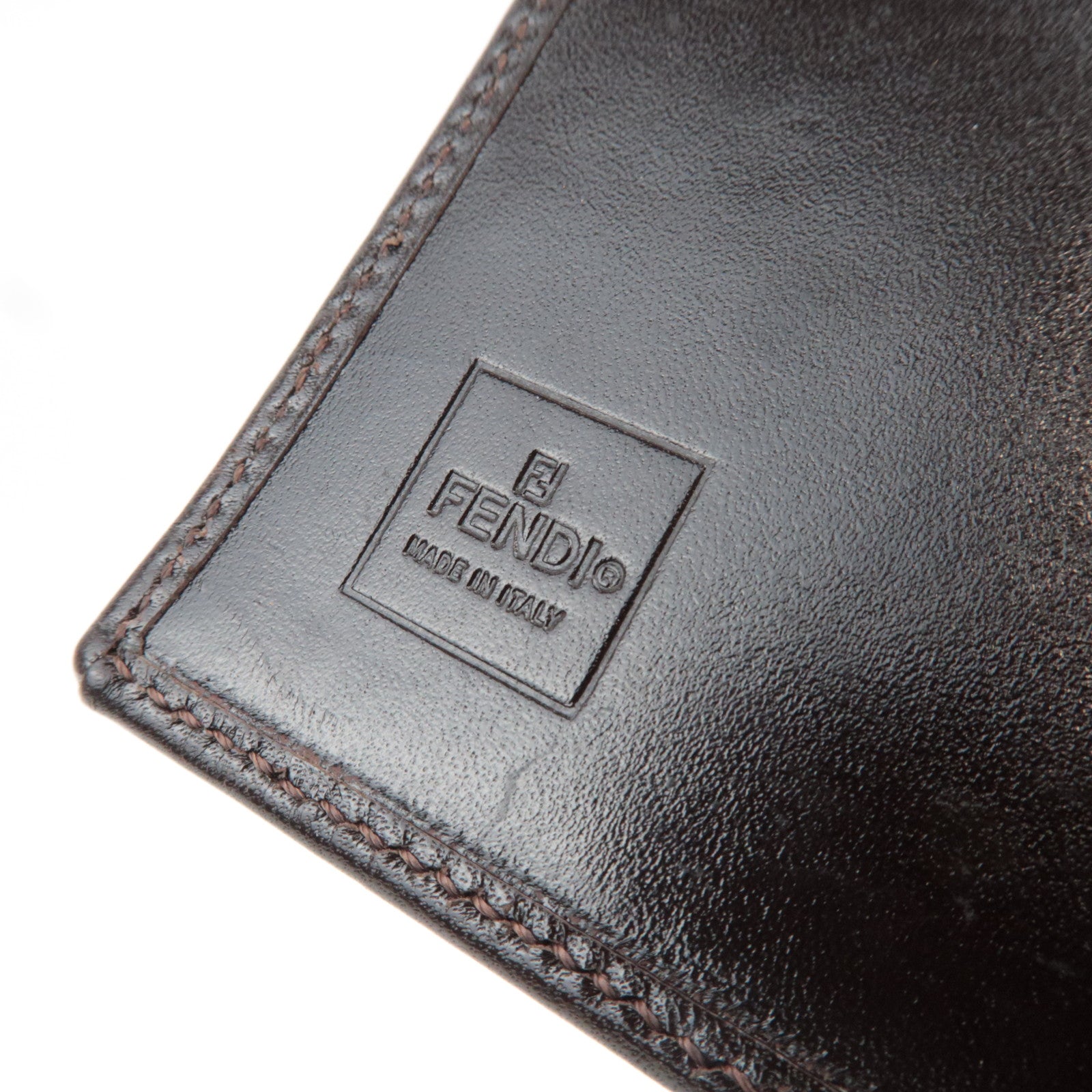FENDI Zucca Canvas Leather Planner Cover Brown Black 30153