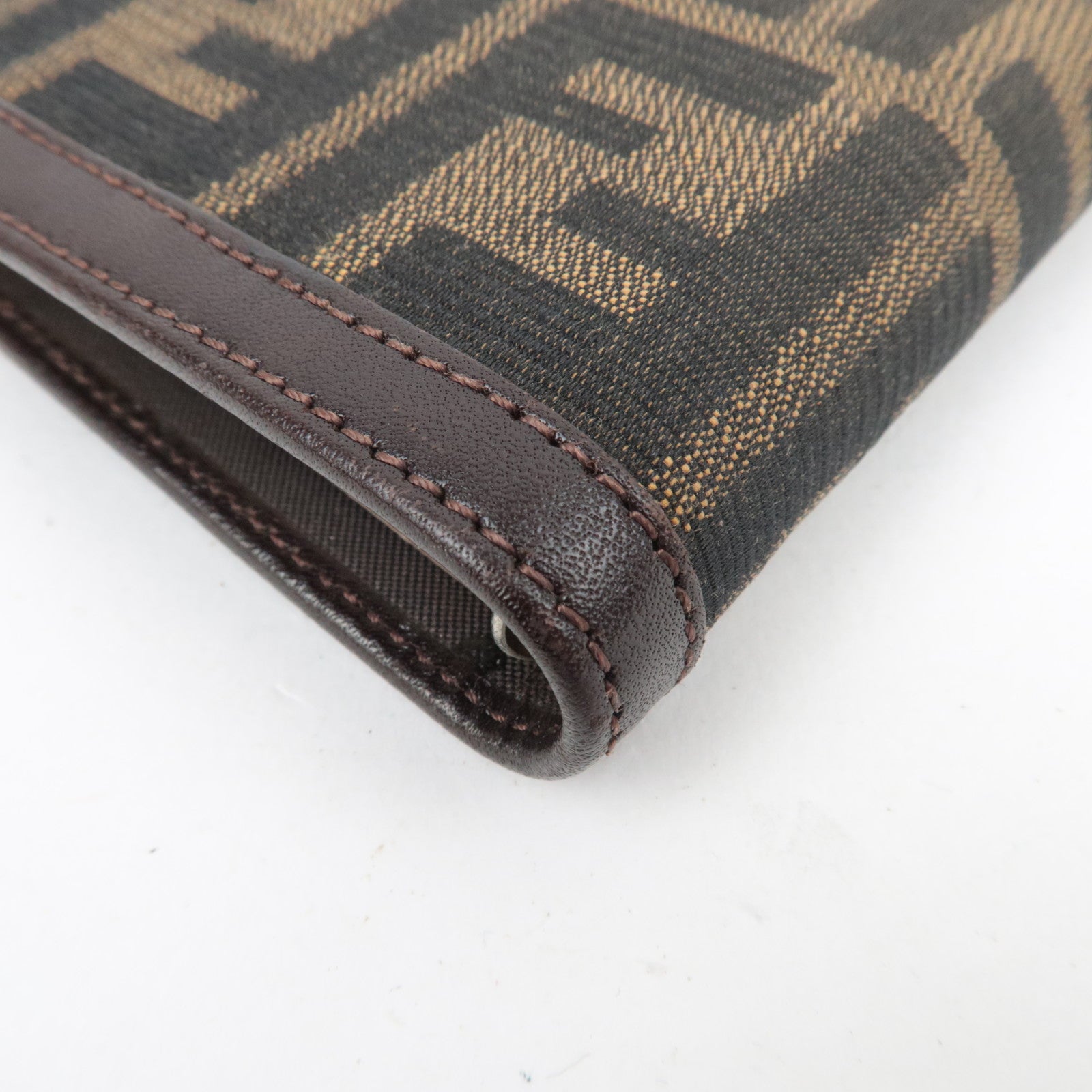 FENDI Zucca Canvas Leather Planner Cover Brown Black 30153