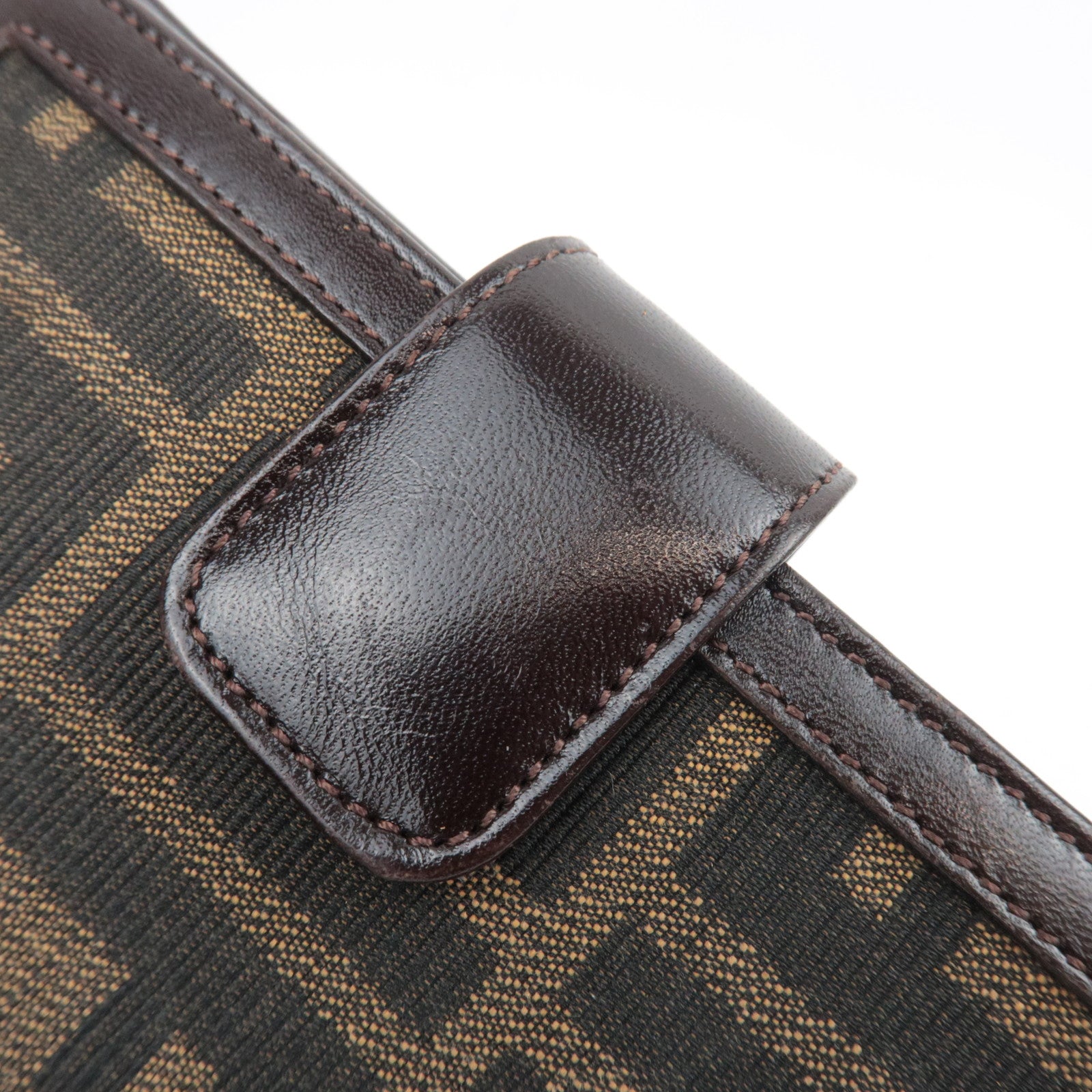 FENDI Zucca Canvas Leather Planner Cover Brown Black 30153