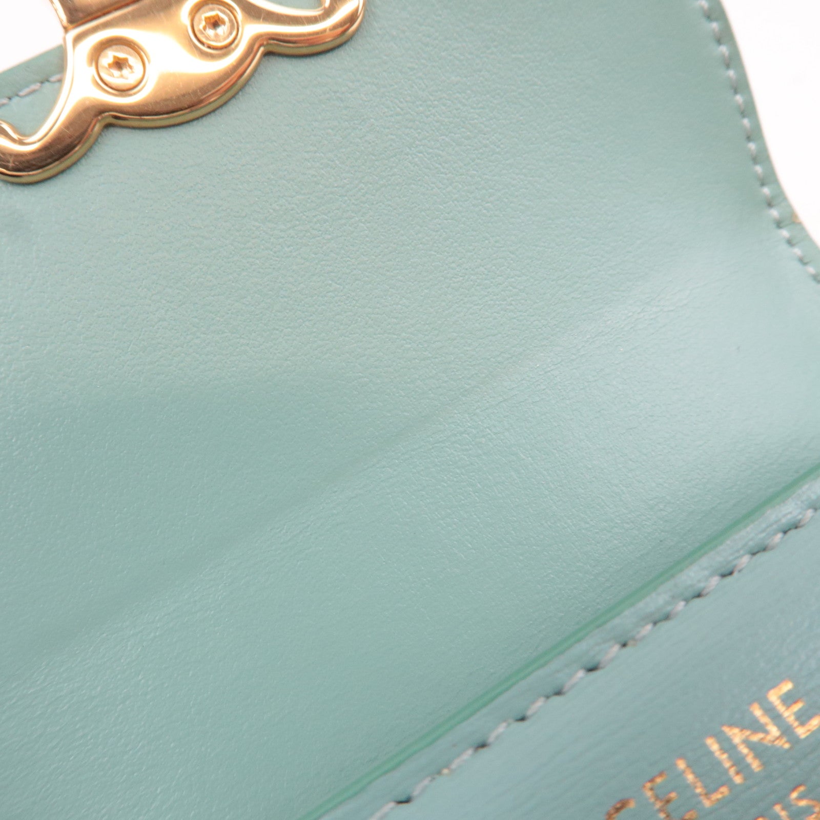 CELINE Triomphe Leather Wallet Mint Green