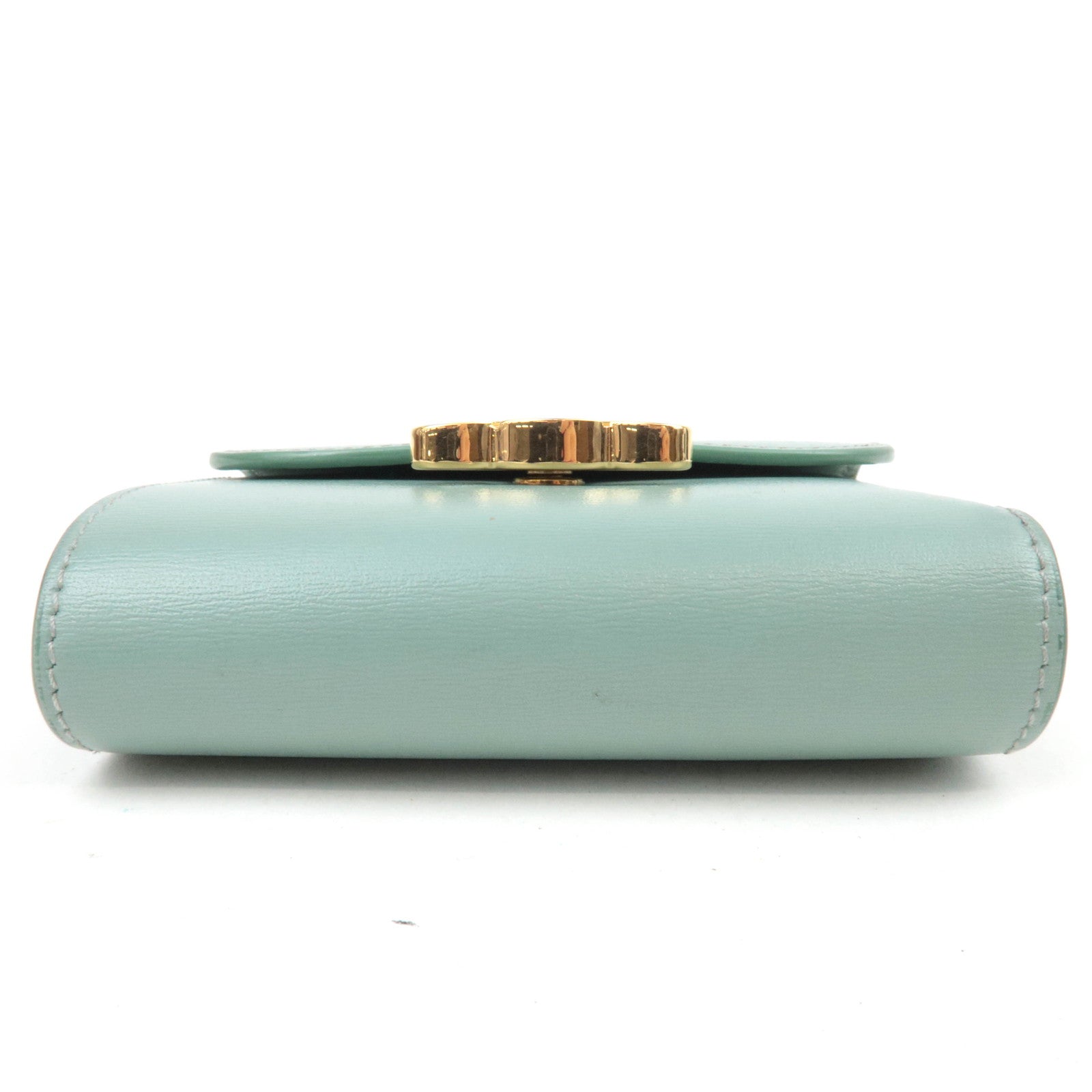 CELINE Triomphe Leather Wallet Mint Green