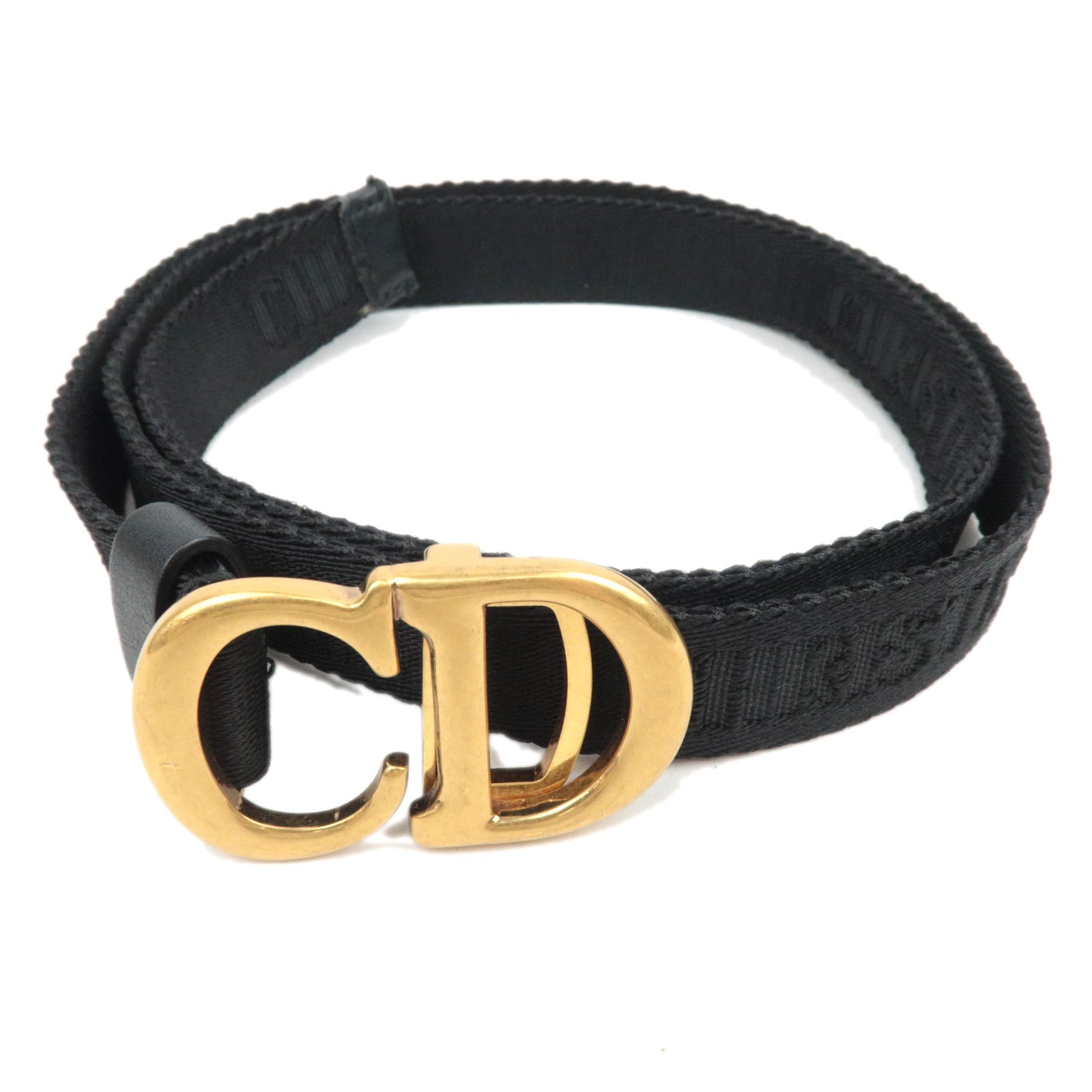 Christian Dior Canvas Belt Black Gold HDW88180