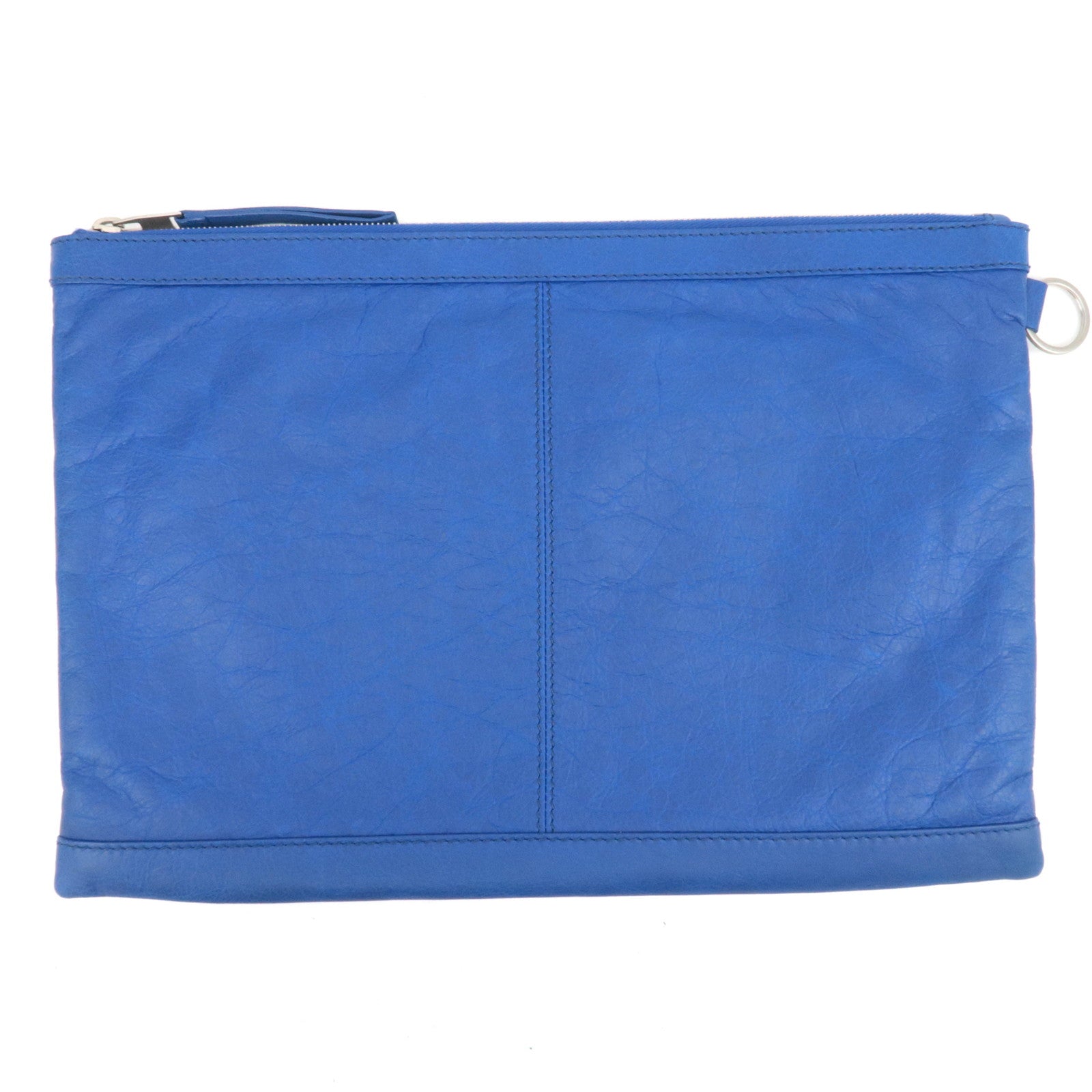 BALENCIAGA Classic Clip L Leather Clutch Bag Blue 273023