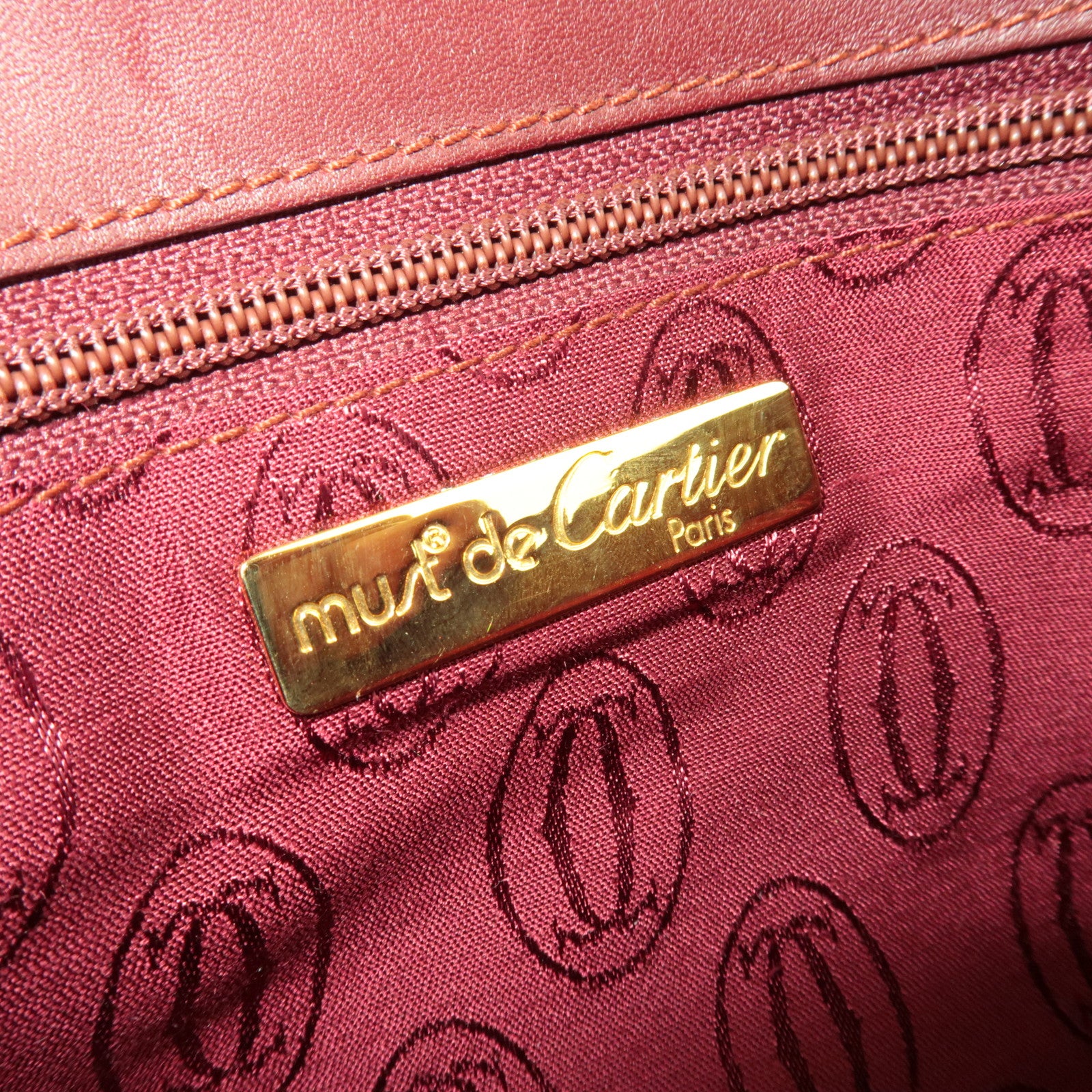 Cartier Must Line Leather Clutch Bag Bordeaux