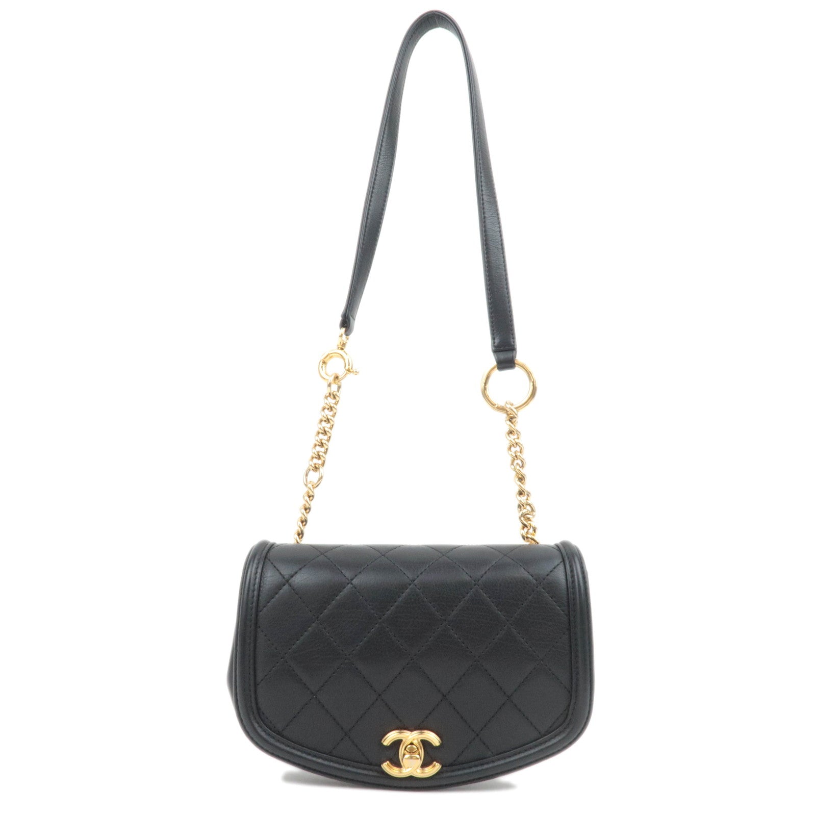 CHANEL Matelasse Leather Chain Shoulder Bag Black88218