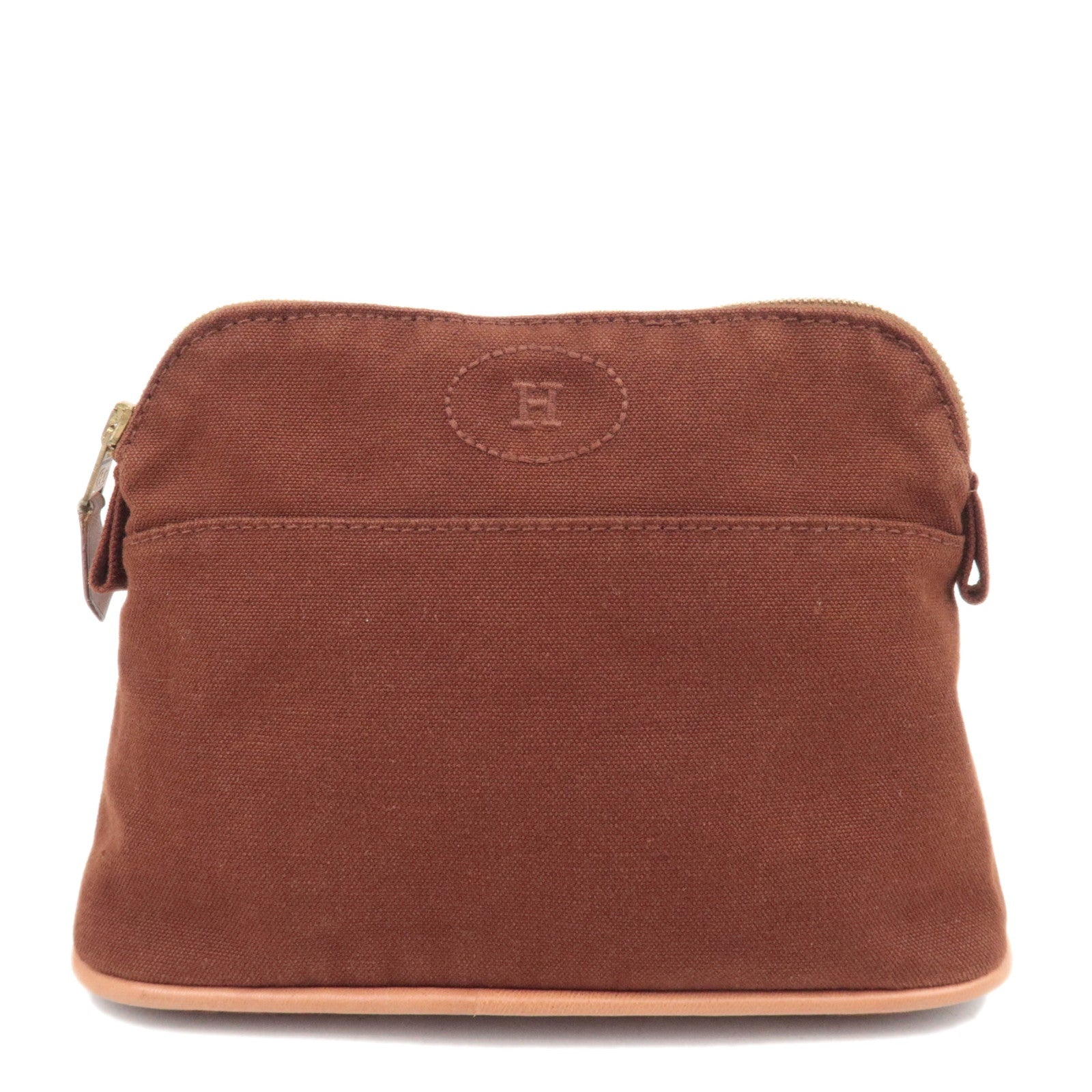 HERMES Bolide Pouch Mini 20 Canvas Cosmetic Pouch Brown88229