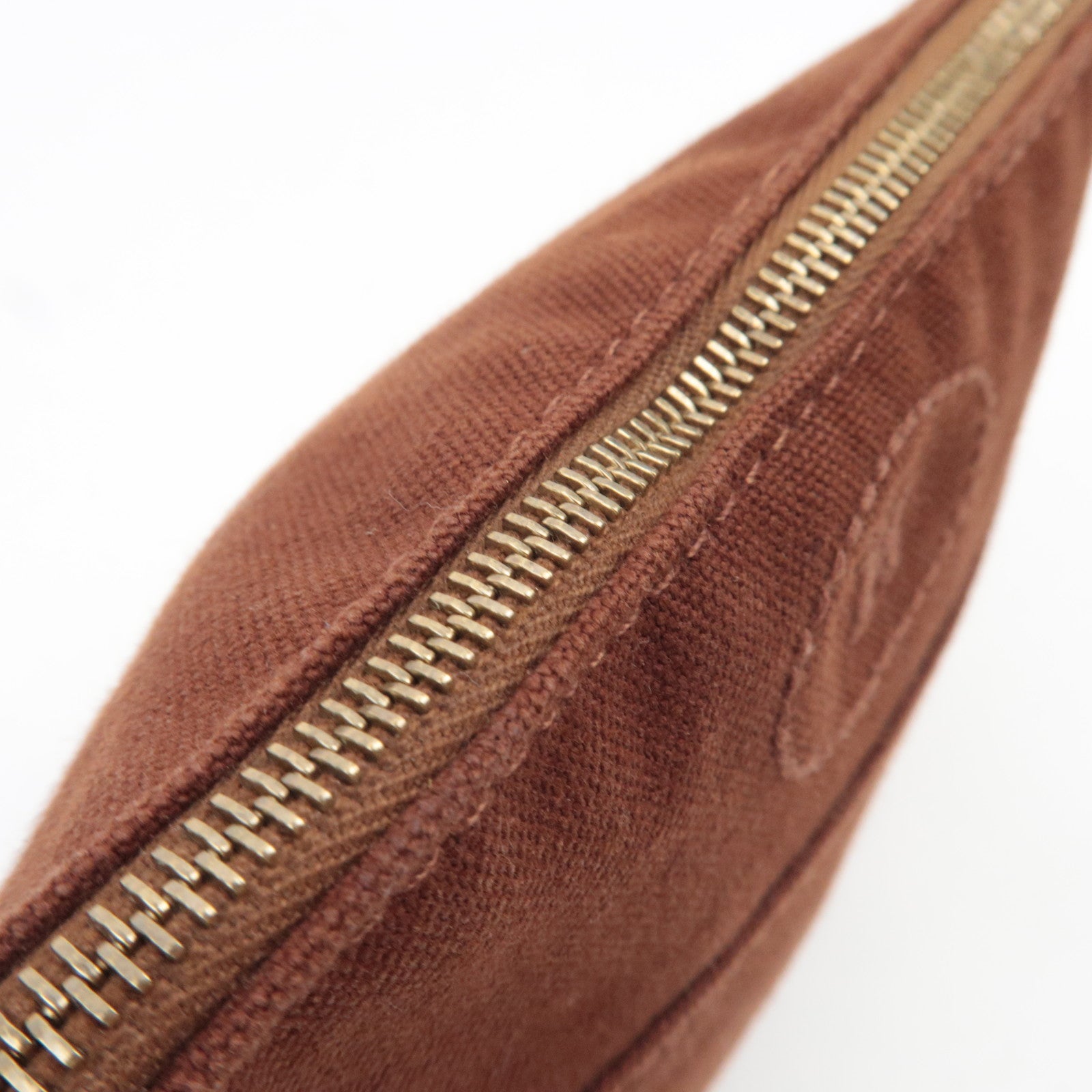 HERMES Bolide Pouch Mini 20 Canvas Cosmetic Pouch Brown