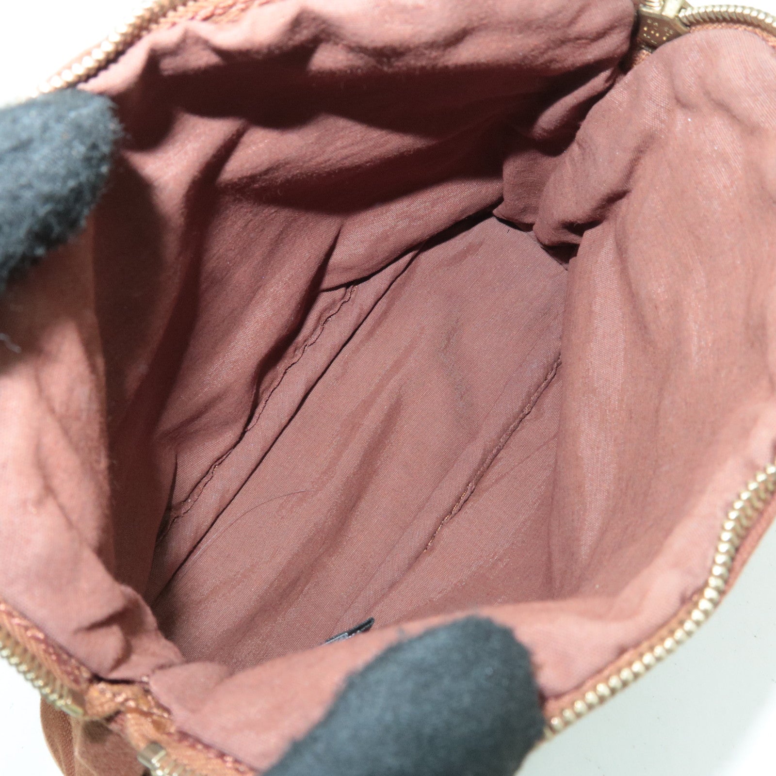 HERMES Bolide Pouch Mini 20 Canvas Cosmetic Pouch Brown