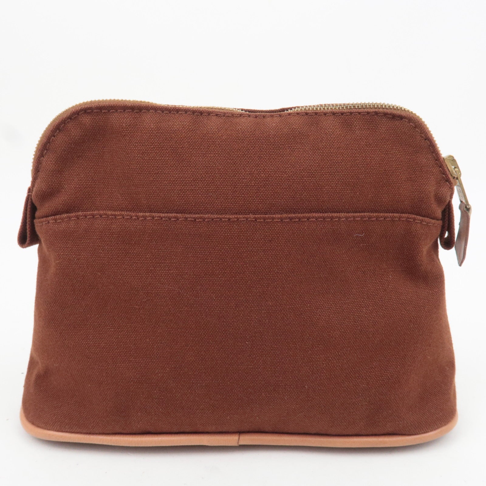 HERMES Bolide Pouch Mini 20 Canvas Cosmetic Pouch Brown