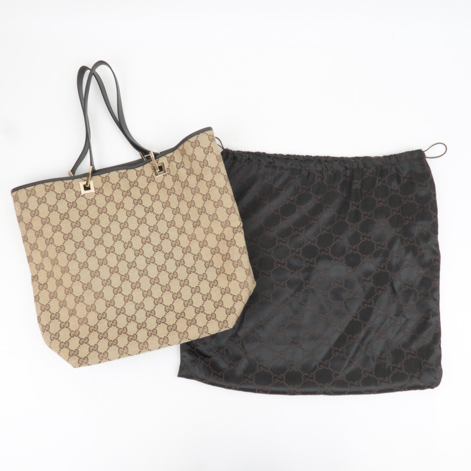 GUCCI GG Canvas Tote Bag Beige Brown 002.1098