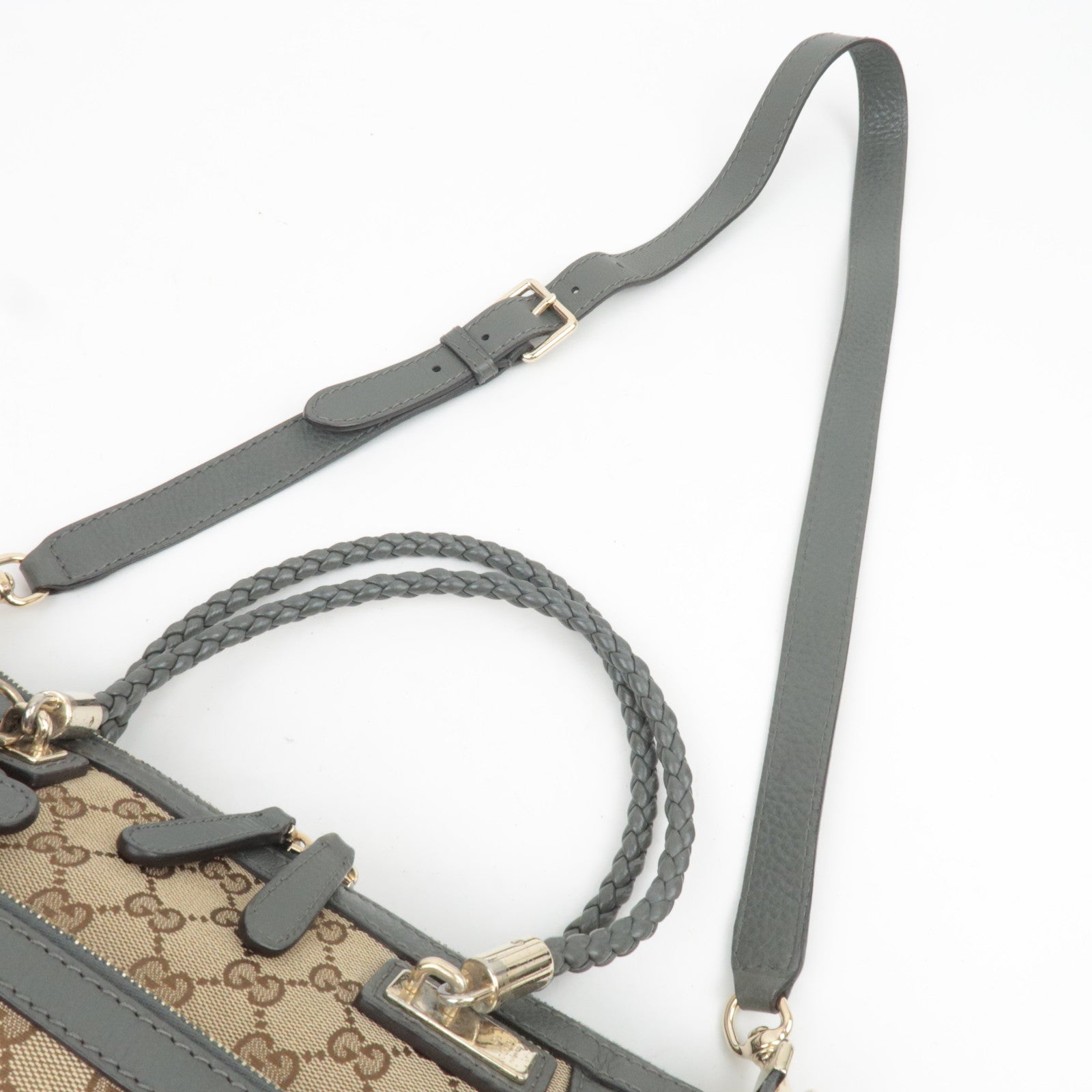 GUCCI Bamboo Bella GG Canvas 2Way Handbag Beige Gray 282300