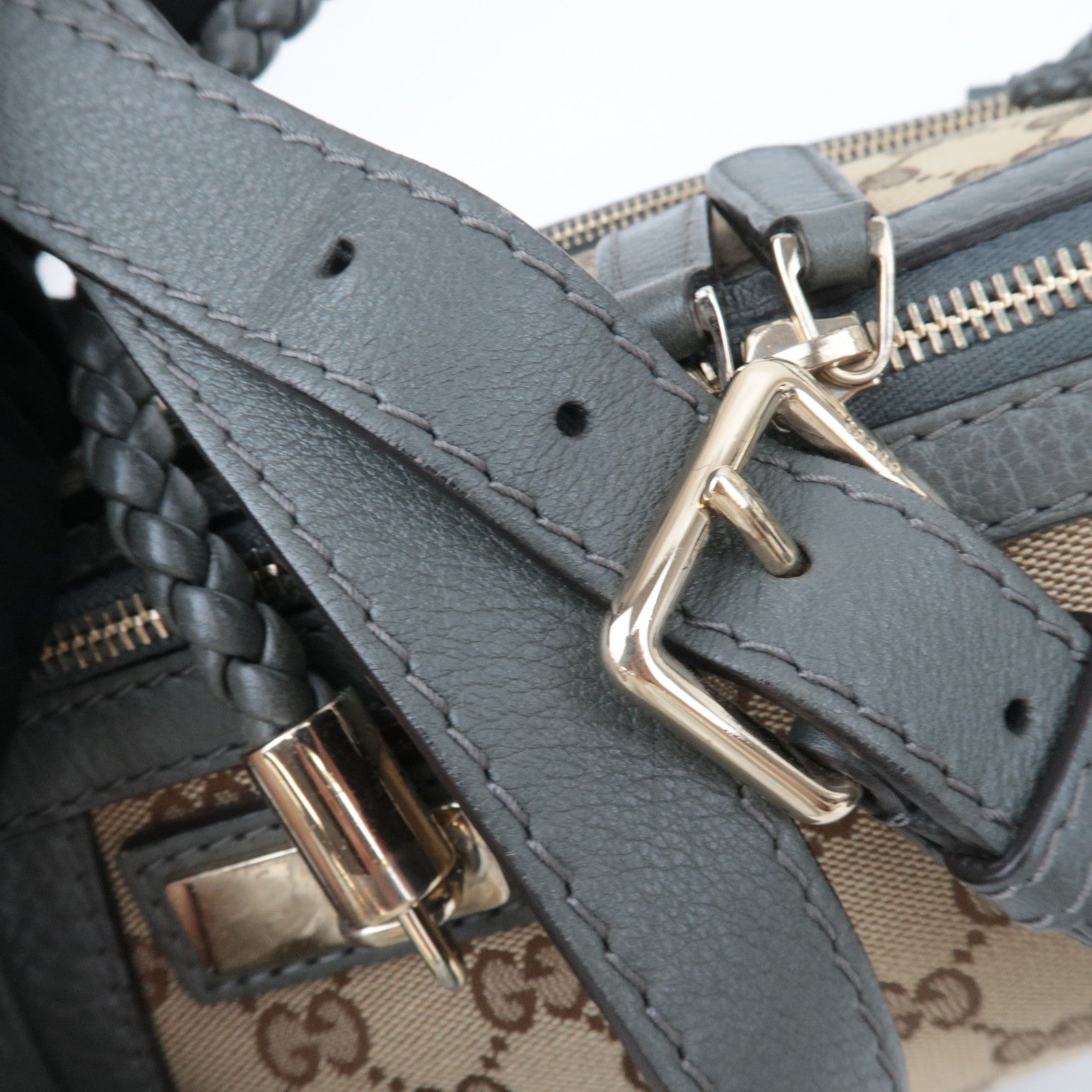 GUCCI Bamboo Bella GG Canvas 2Way Handbag Beige Gray 282300