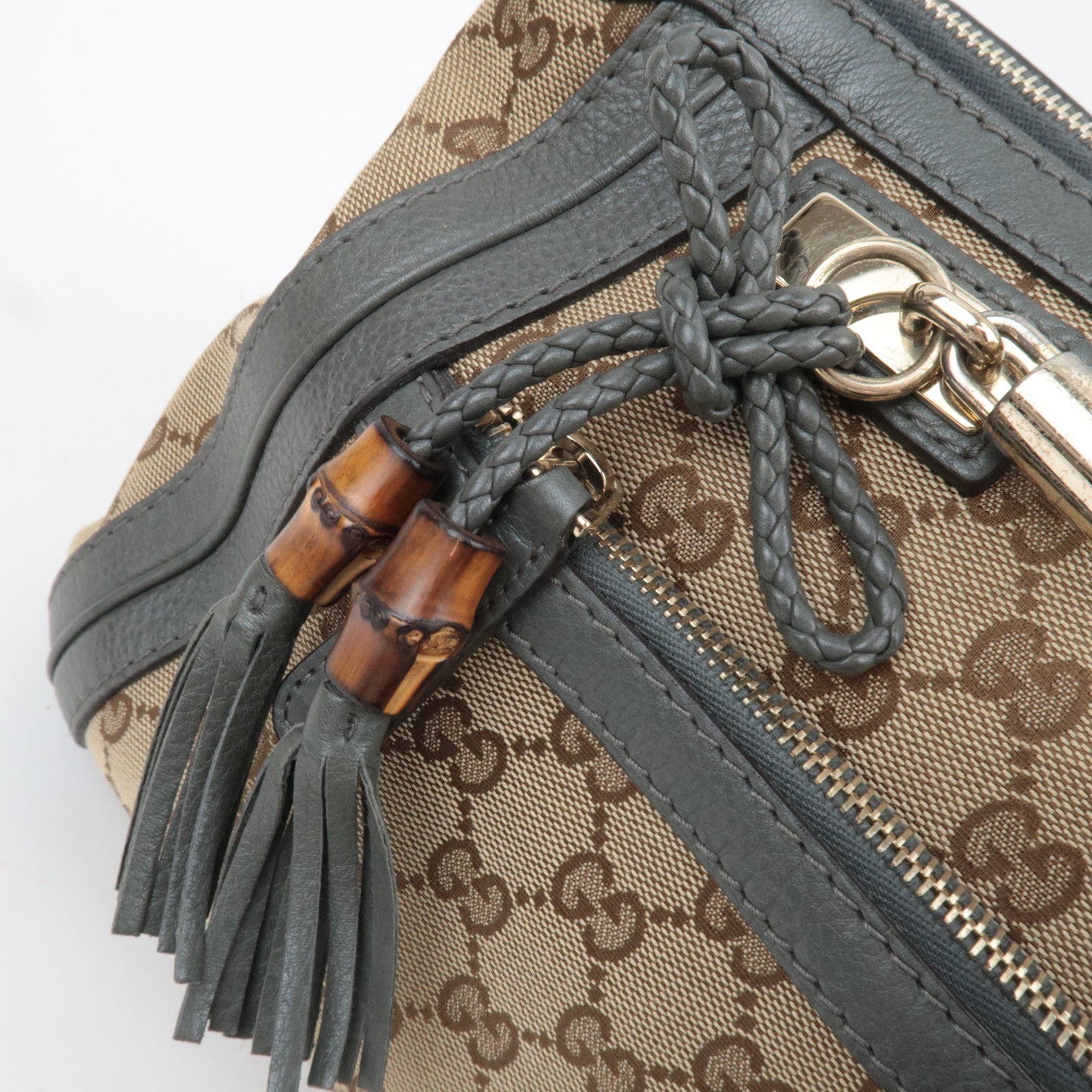GUCCI Bamboo Bella GG Canvas 2Way Handbag Beige Gray 282300