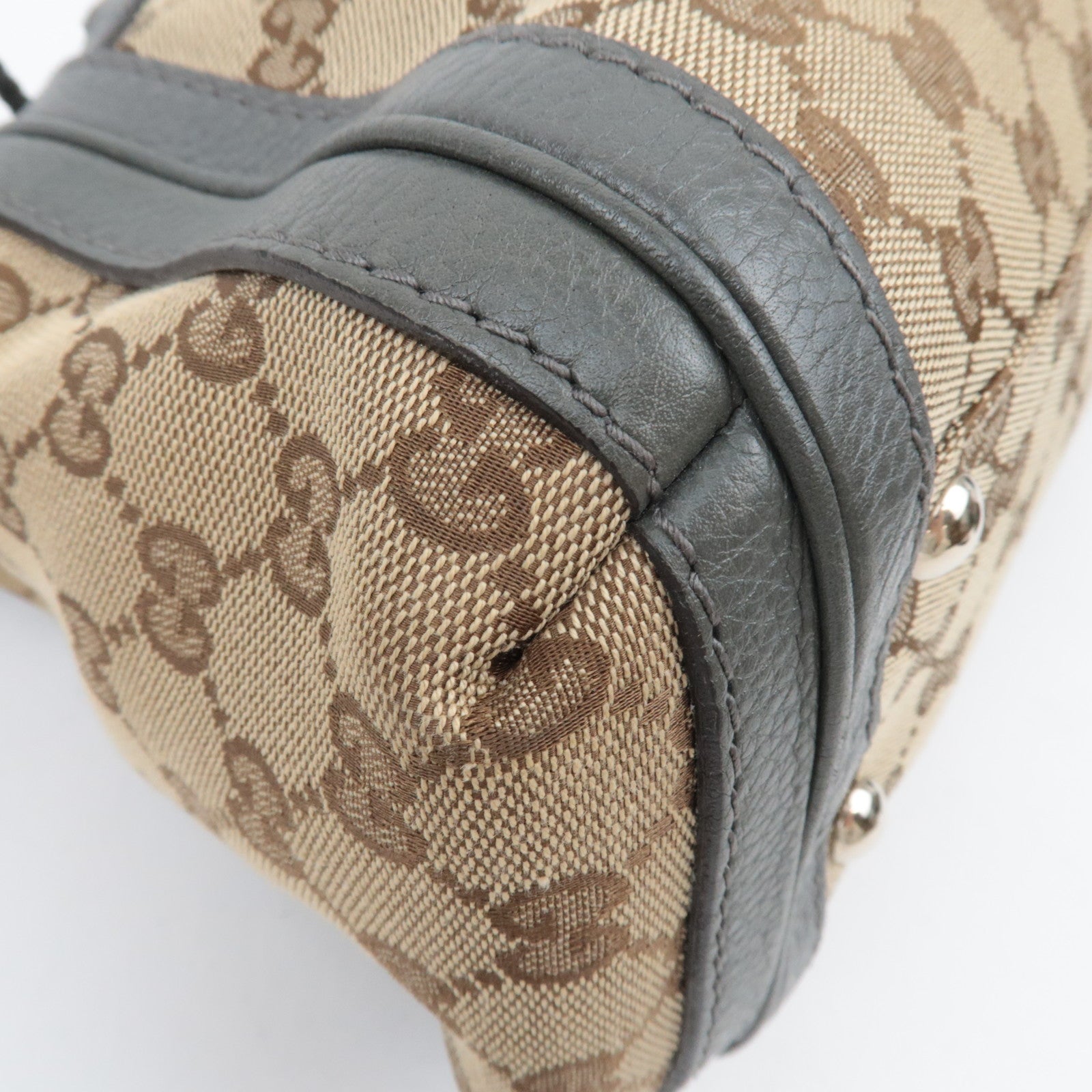 GUCCI Bamboo Bella GG Canvas 2Way Handbag Beige Gray 282300