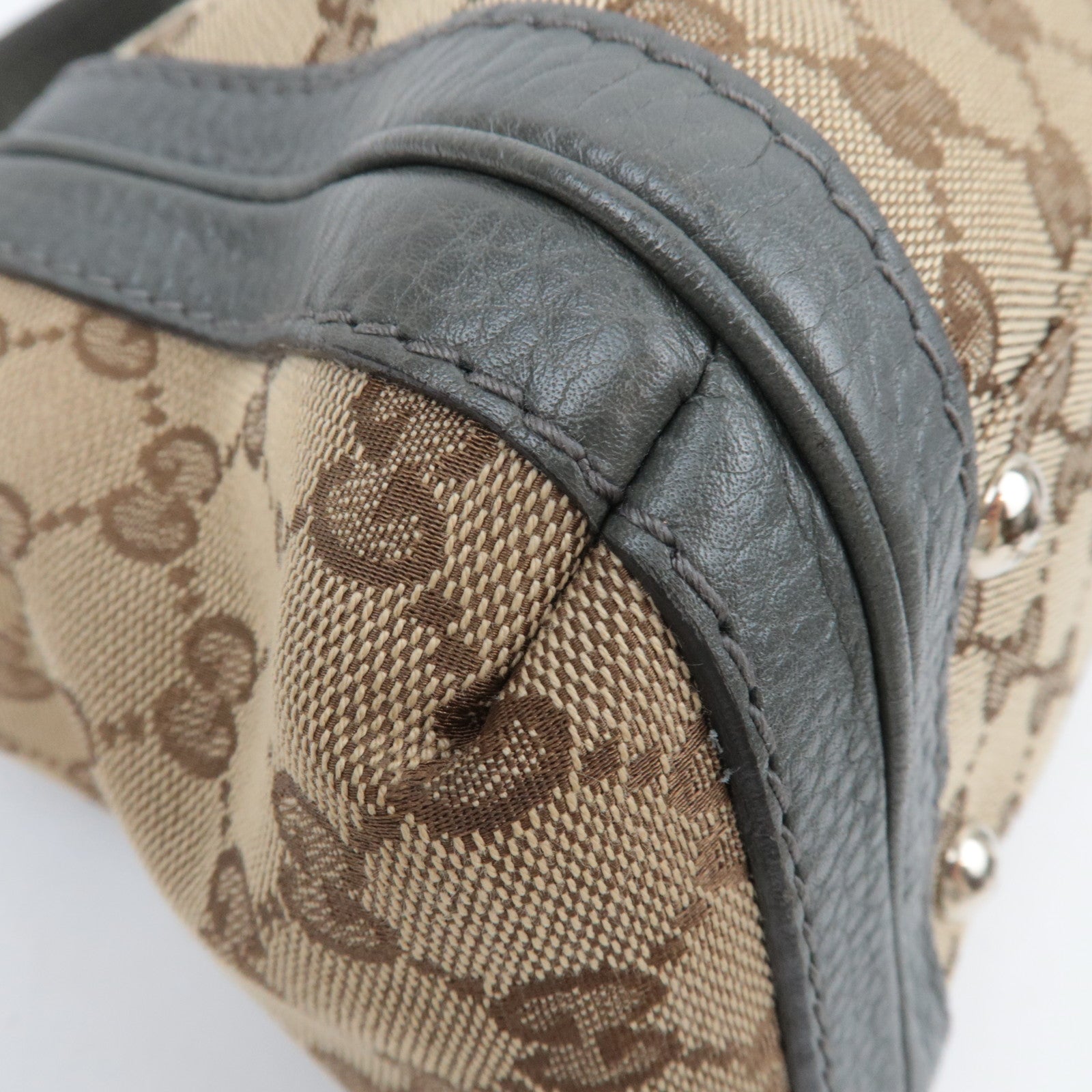 GUCCI Bamboo Bella GG Canvas 2Way Handbag Beige Gray 282300