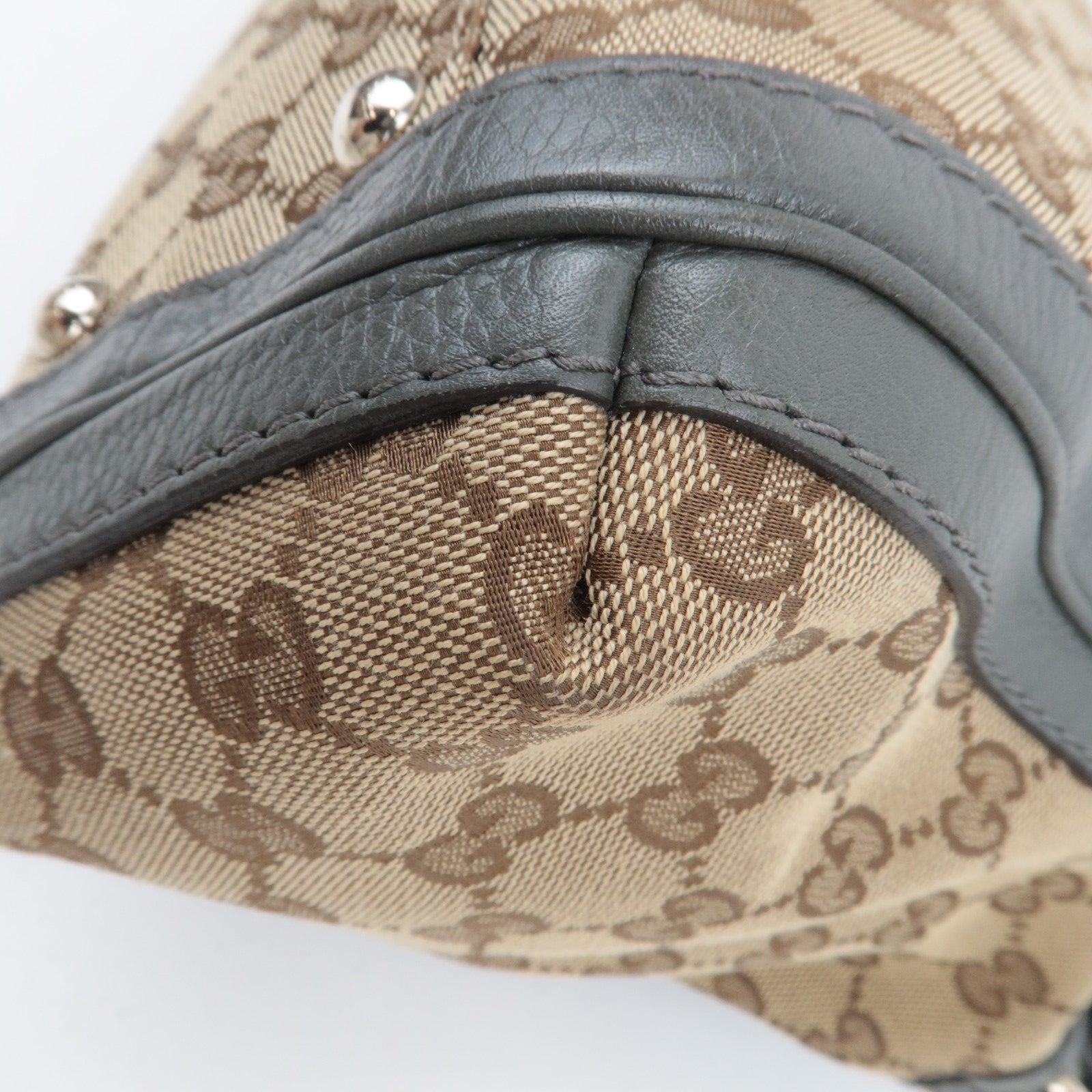 GUCCI Bamboo Bella GG Canvas 2Way Handbag Beige Gray 282300
