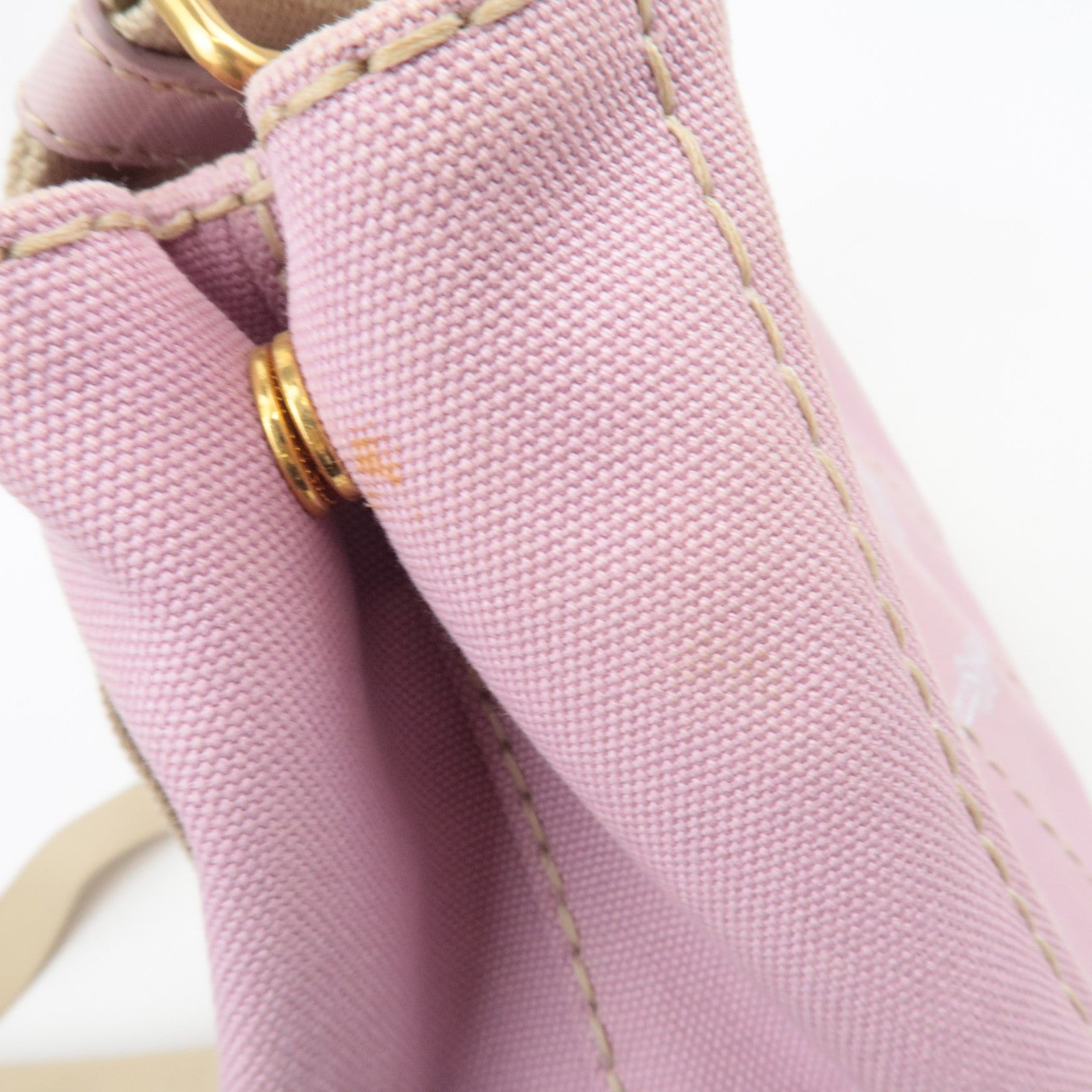 PRADA Canapa Mini 2Way Canvas Tote Bag Pink 1BG439