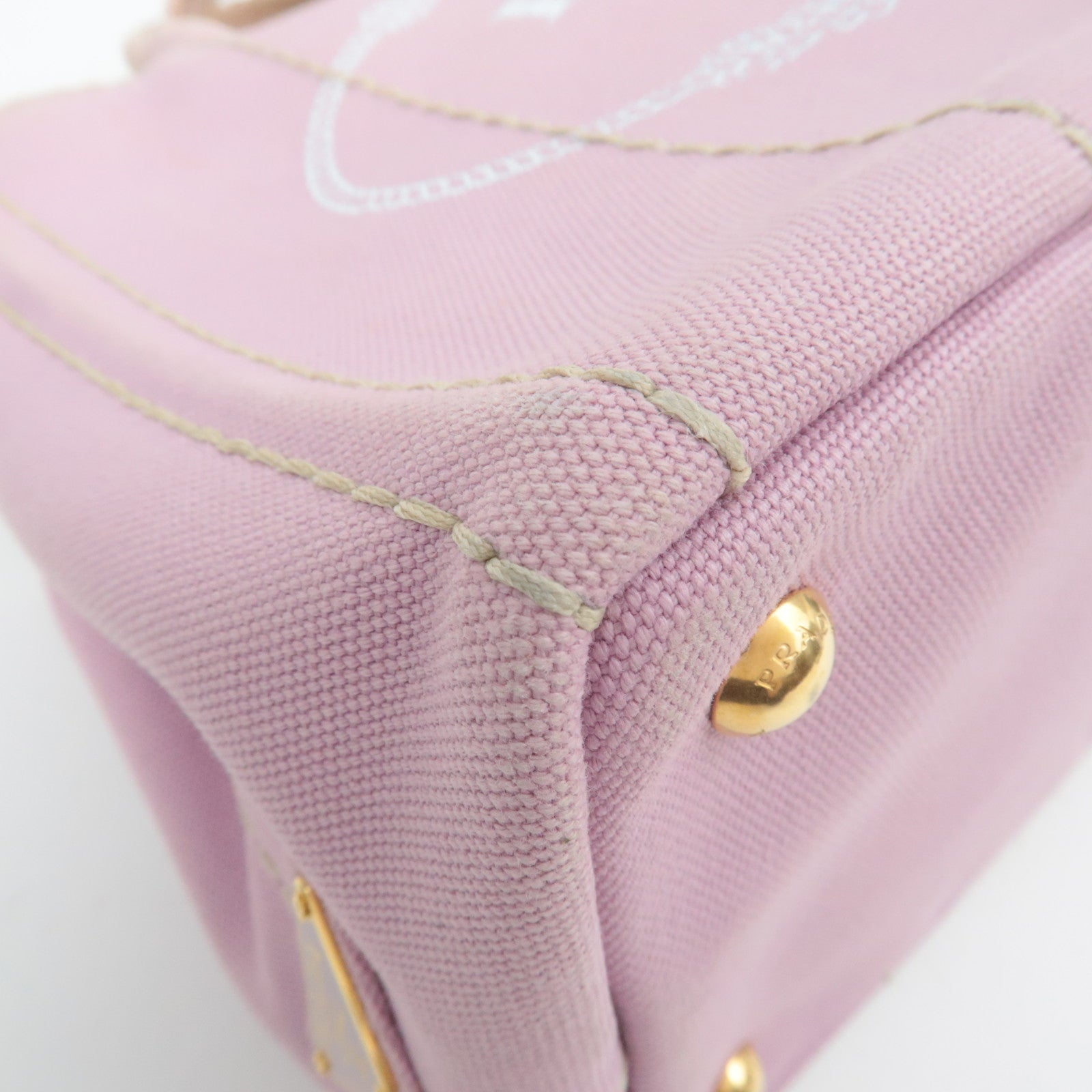 PRADA Canapa Mini 2Way Canvas Tote Bag Pink 1BG439