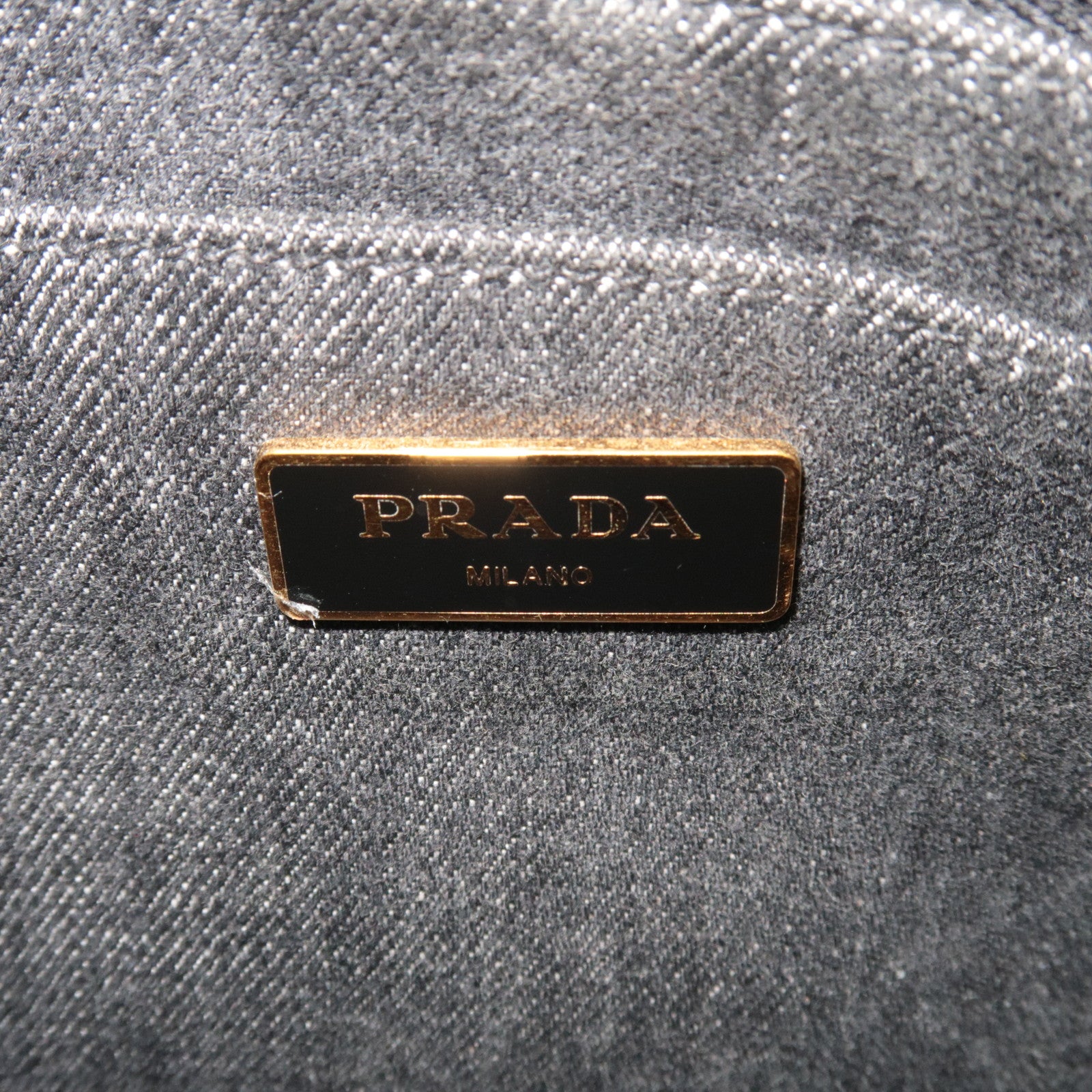 PRADA Canapa Mini 2Way Denim Tote Bag Black 1BG439