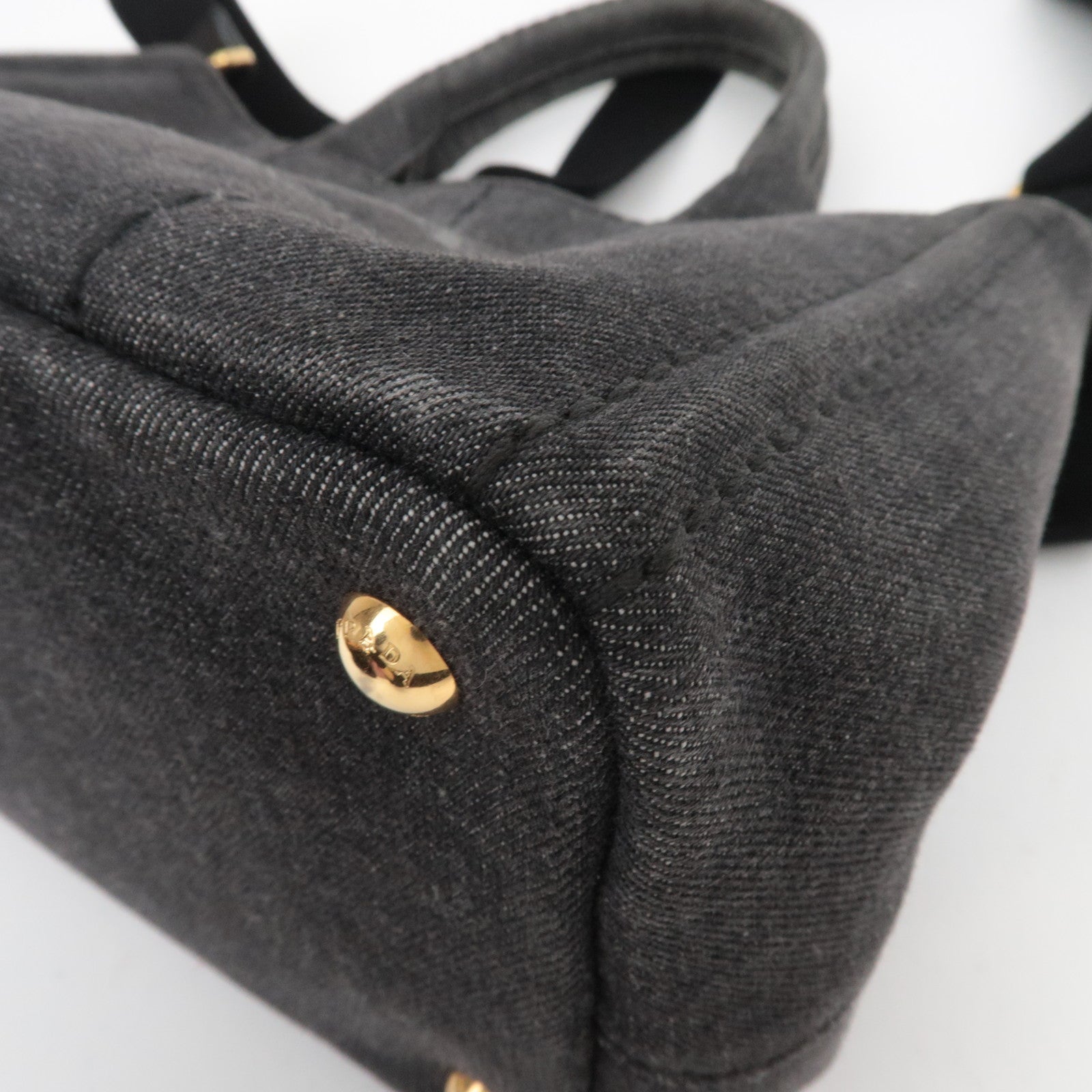 PRADA Canapa Mini 2Way Denim Tote Bag Black 1BG439