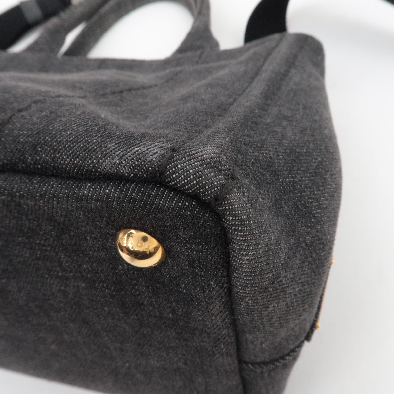 PRADA Canapa Mini 2Way Denim Tote Bag Black 1BG439