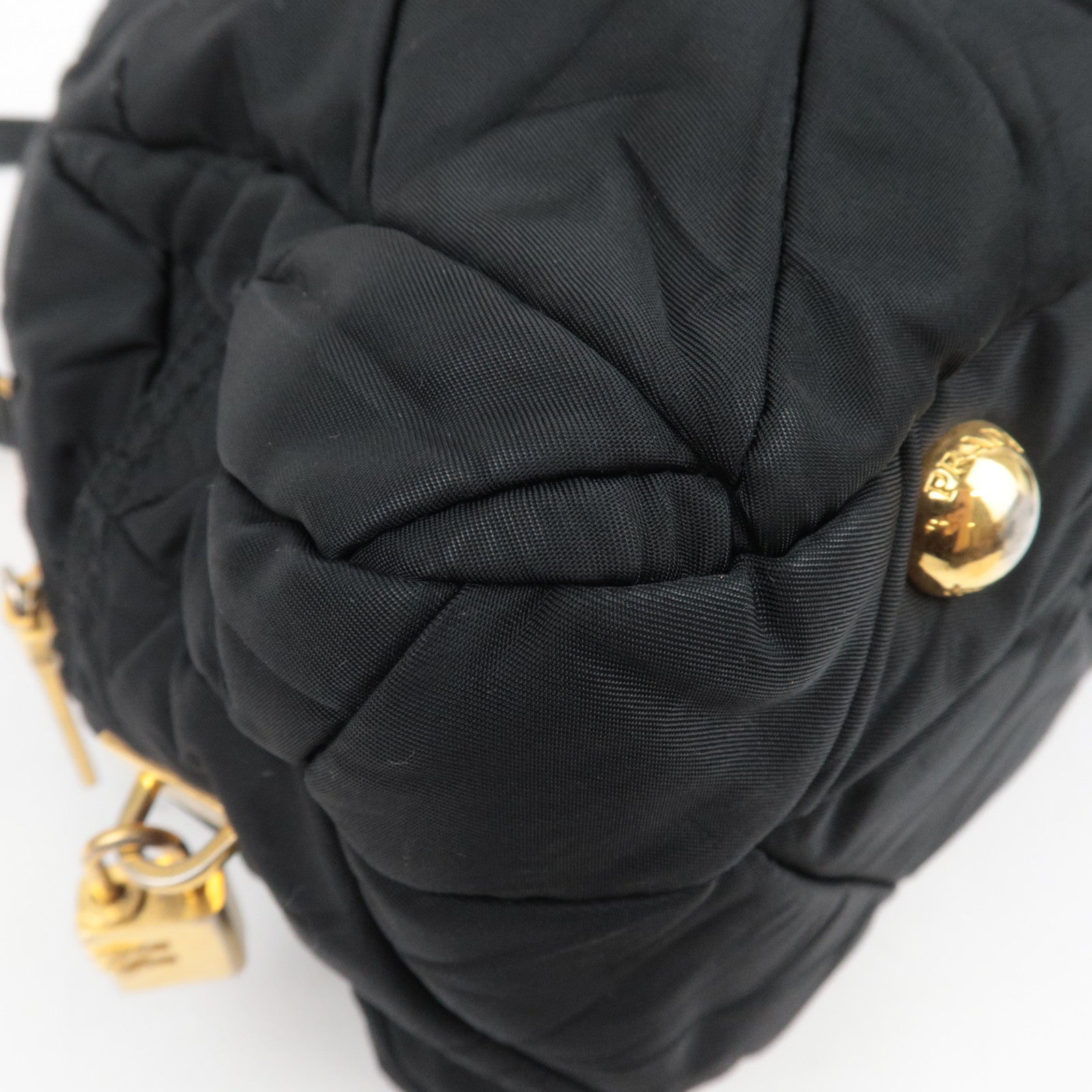 PRADA Quilted 2Way Nylon Handbag Black BL0404