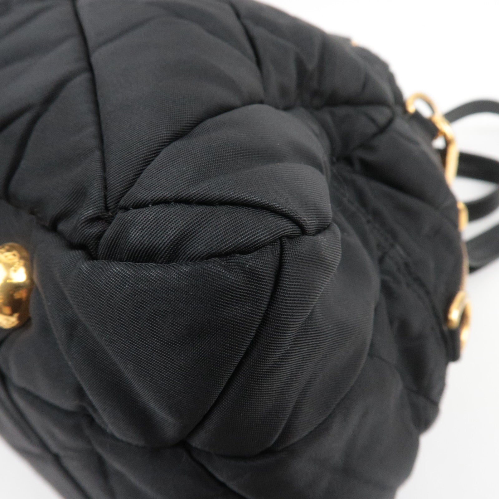 PRADA Quilted 2Way Nylon Handbag Black BL0404