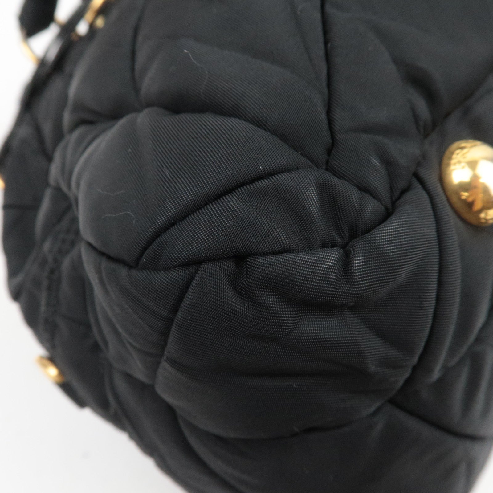 PRADA Quilted 2Way Nylon Handbag Black BL0404