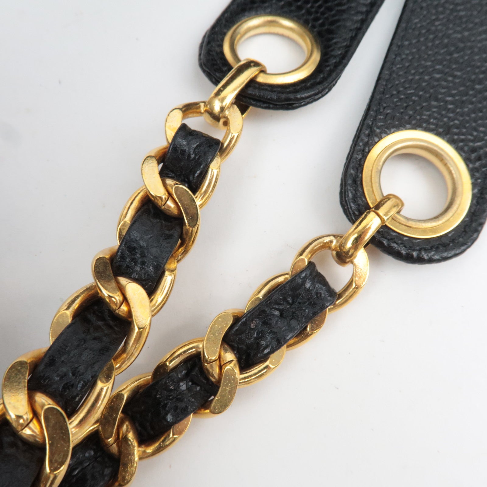 CHANEL Coco Mark Caviarskin Chain Tote Bag Black Gold HDW