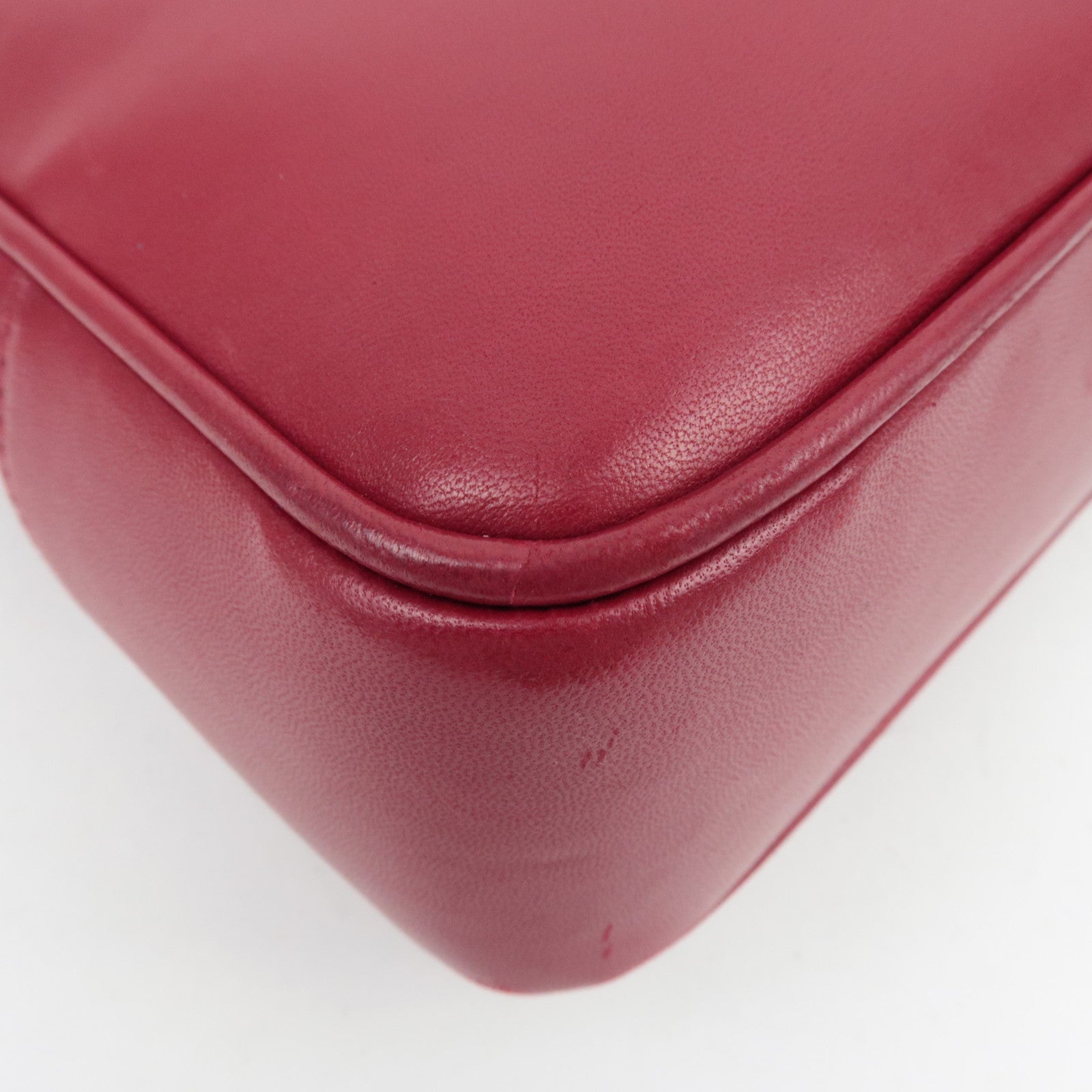 CHANEL Coco Mark Lambskin Chain Tote Bag Red Gold HDW