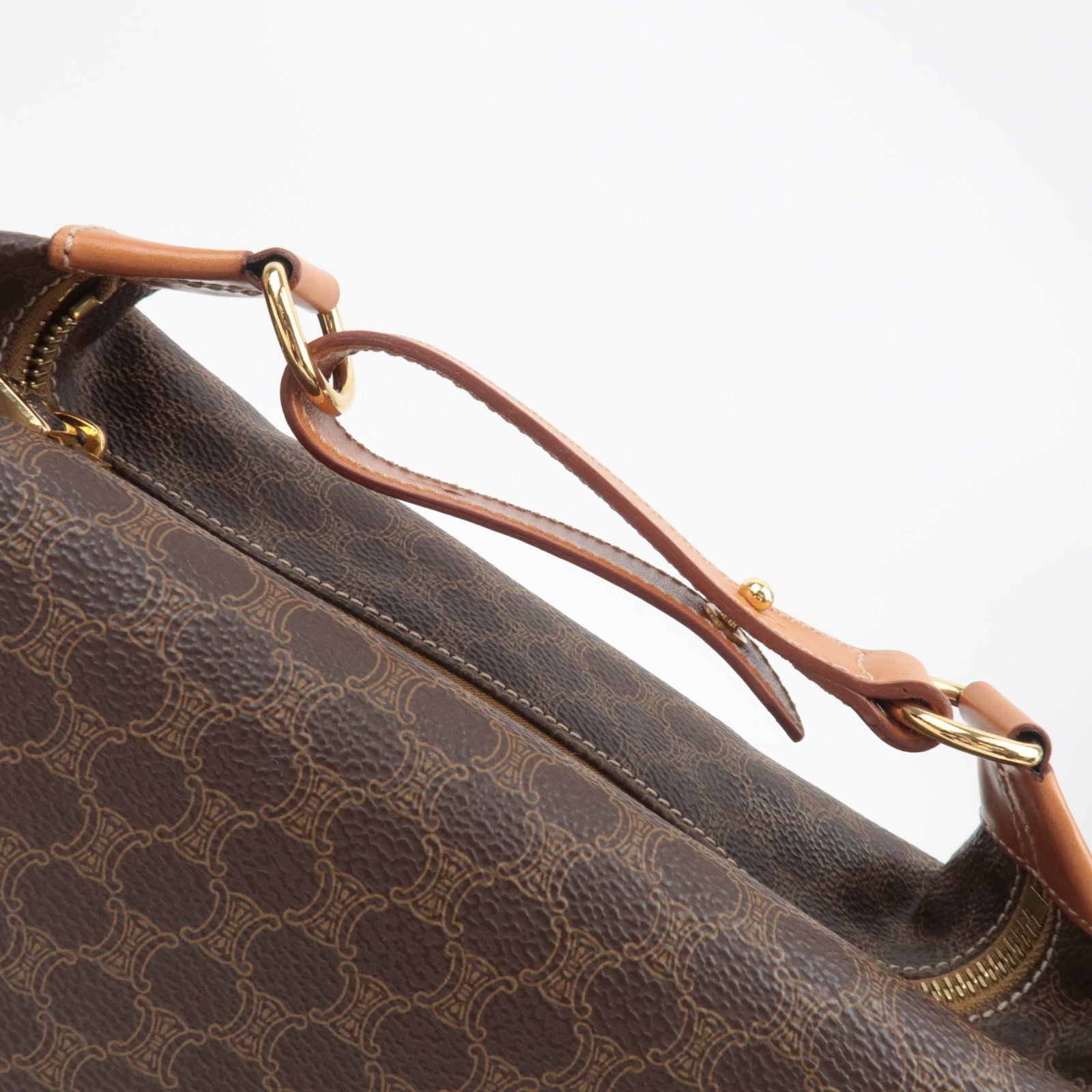 CELINE Macadam PVC Leather Handbag Brown