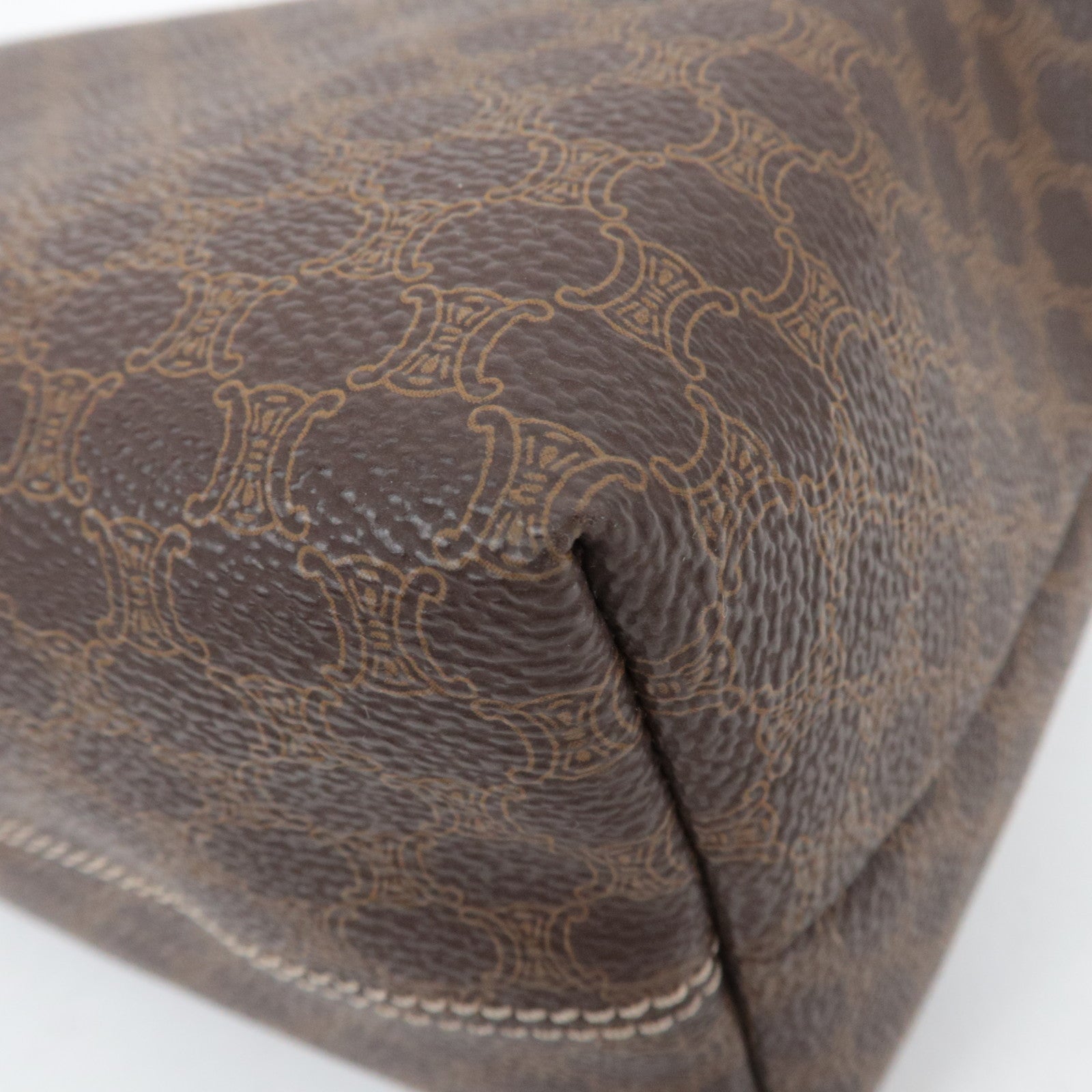 CELINE Macadam PVC Leather Handbag Brown