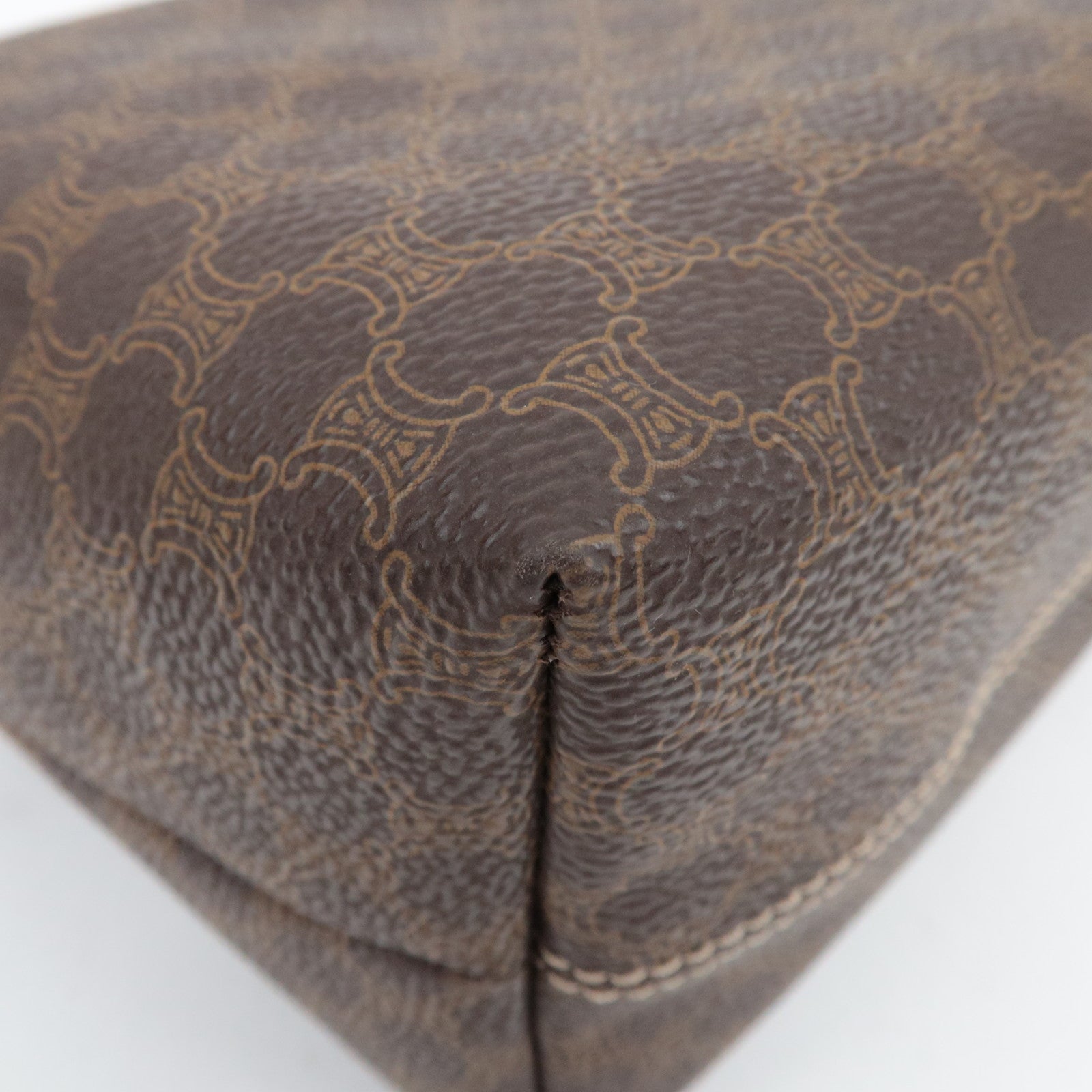 CELINE Macadam PVC Leather Handbag Brown