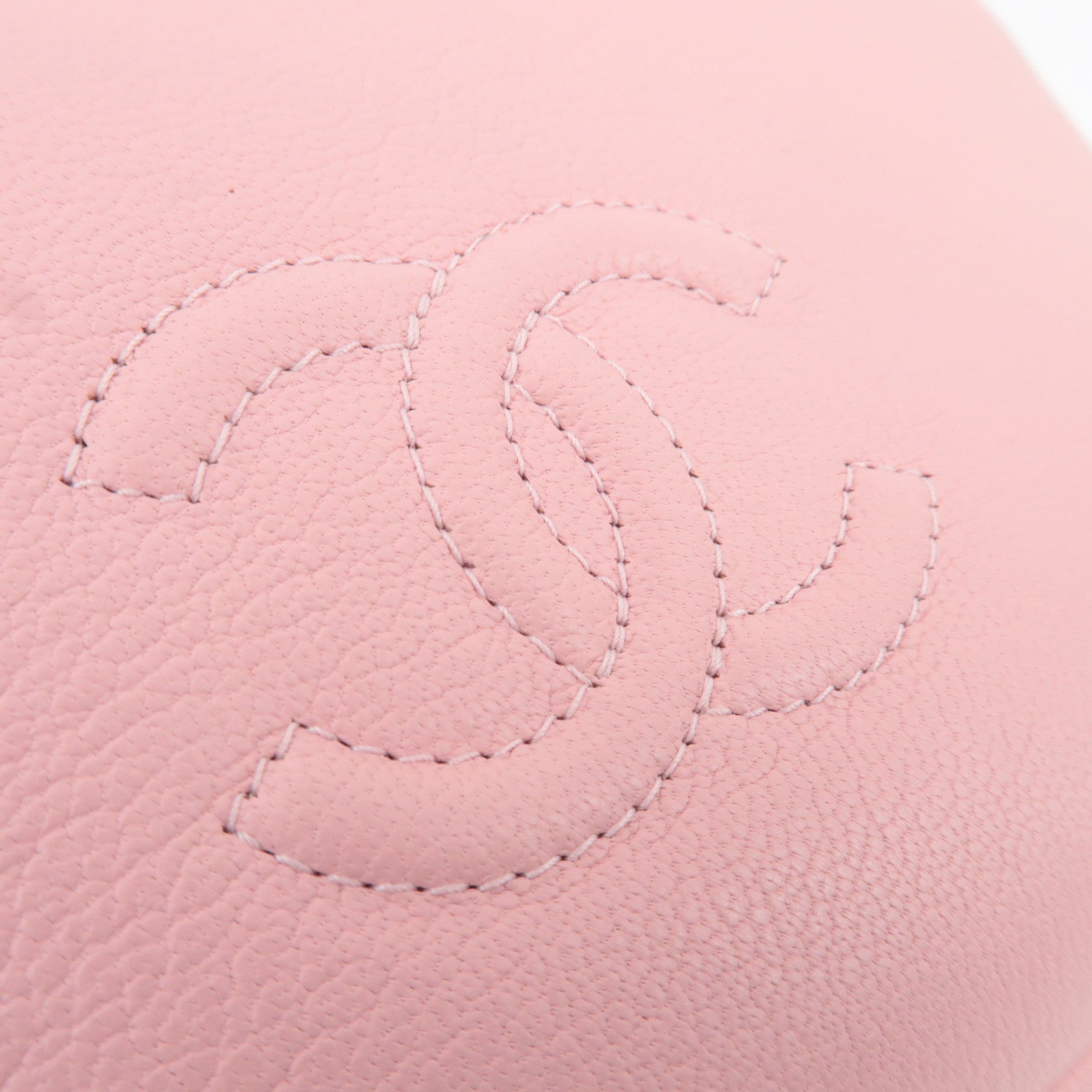 CHANEL Coco Mark Leather Cosmetic Pouch Pink