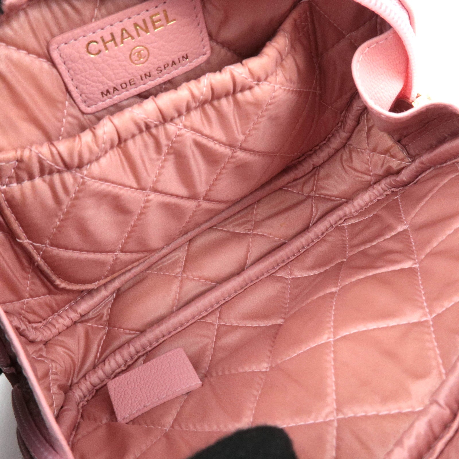 CHANEL Coco Mark Leather Cosmetic Pouch Pink