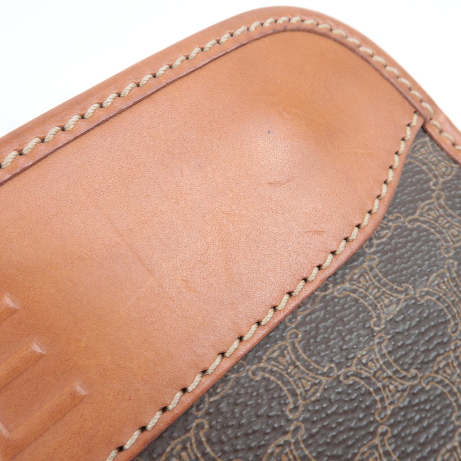 CELINE Macadam PVC Leather Clutch Bag Brown