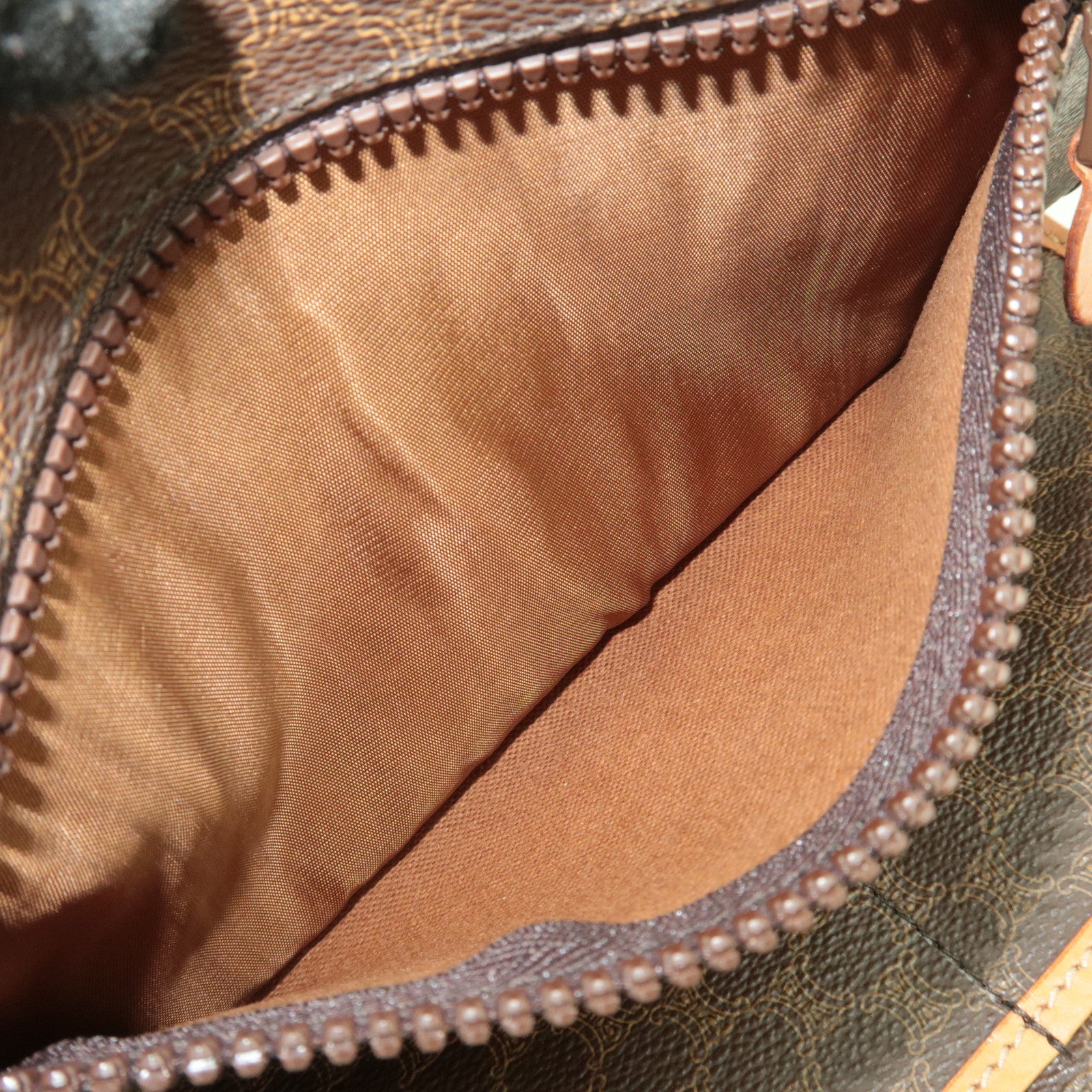 CELINE Macadam PVC Leather Clutch Bag Brown