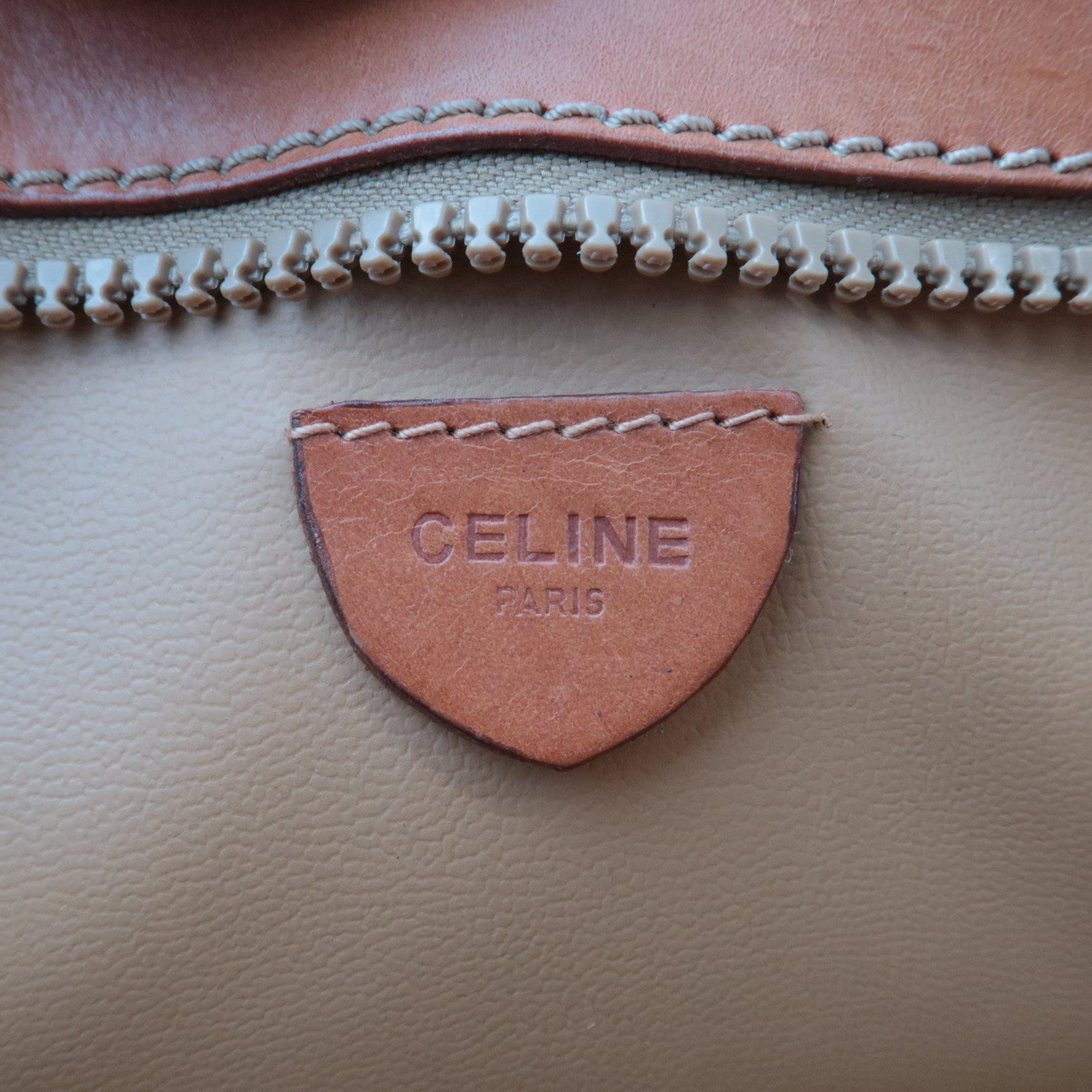 CELINE Macadam PVC Leather Clutch Bag Brown