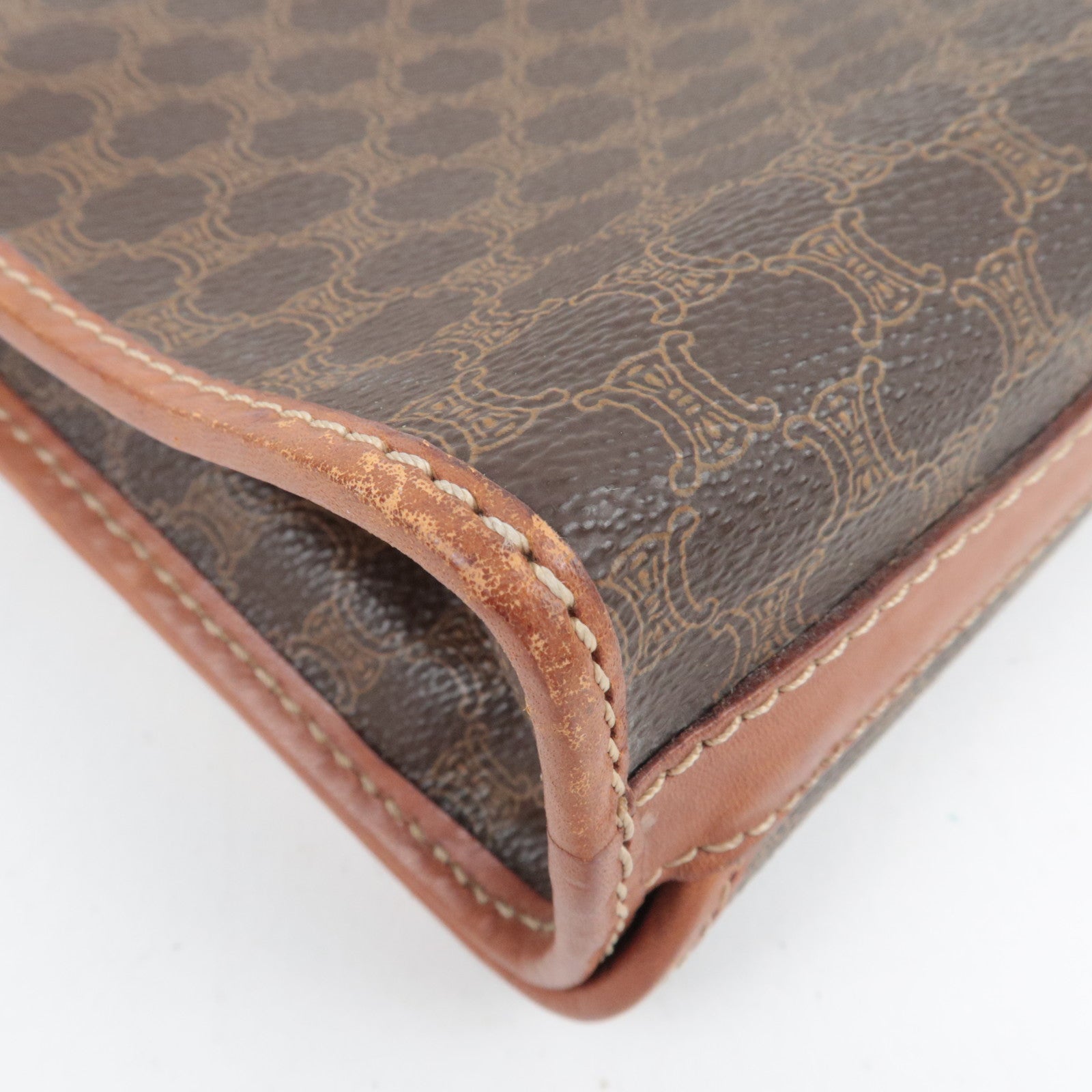 CELINE Macadam PVC Leather Clutch Bag Brown