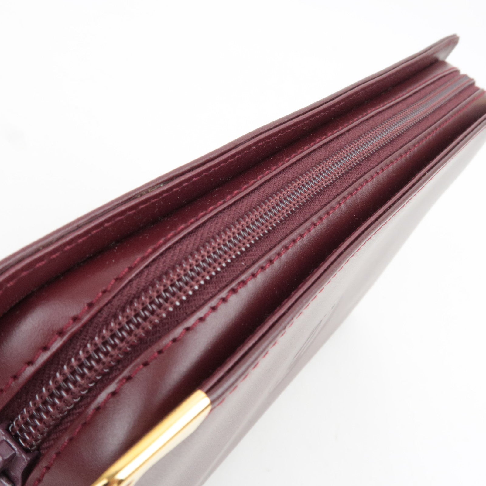 Cartier Must Line Leather Clutch Bag Bordeaux
