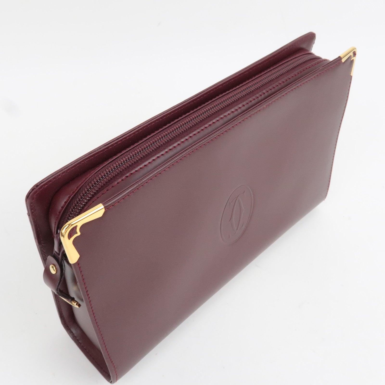 Cartier Must Line Leather Clutch Bag Bordeaux