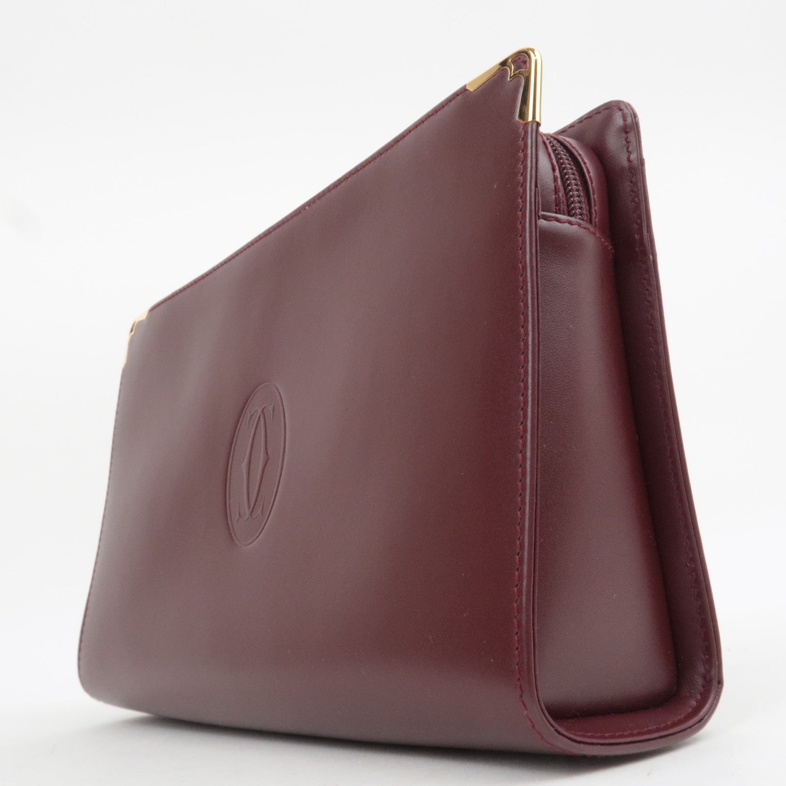 Cartier Must Line Leather Clutch Bag Bordeaux