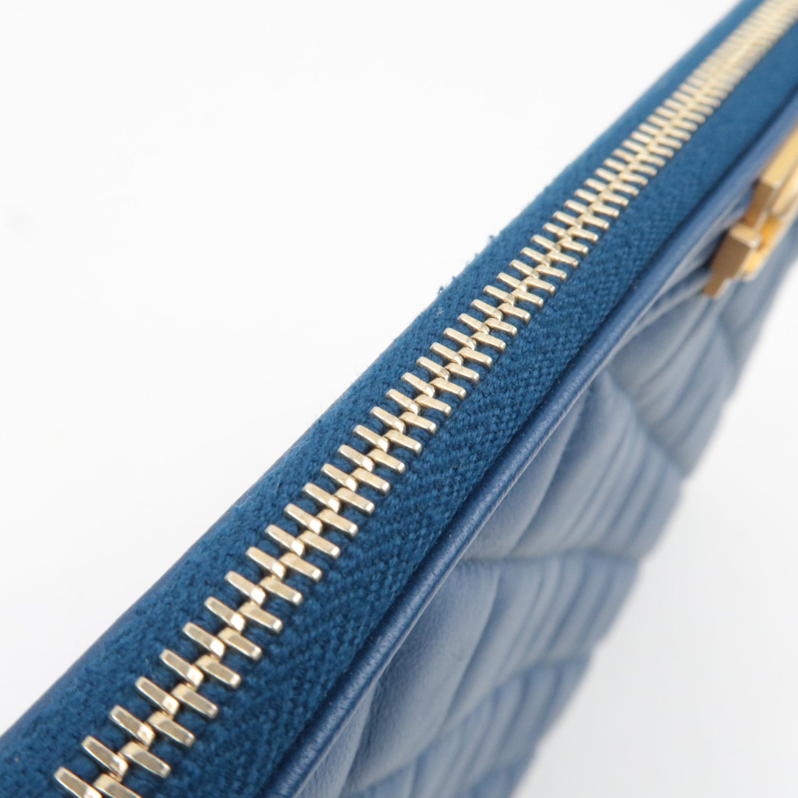 CHANEL Boy Chanel Lambskin Clutch Bag Blue Gold HDW