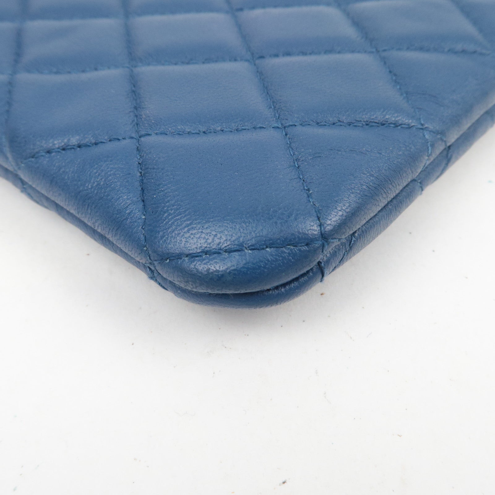 CHANEL Boy Chanel Lambskin Clutch Bag Blue Gold HDW
