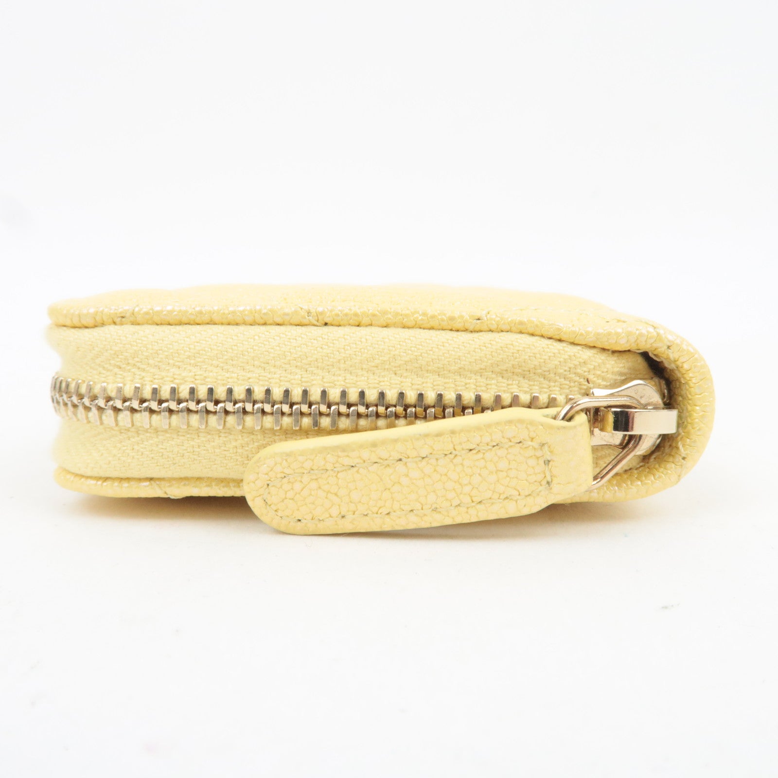 CHANEL Matelasse Shiny Caviarskin Coin Case Yellow